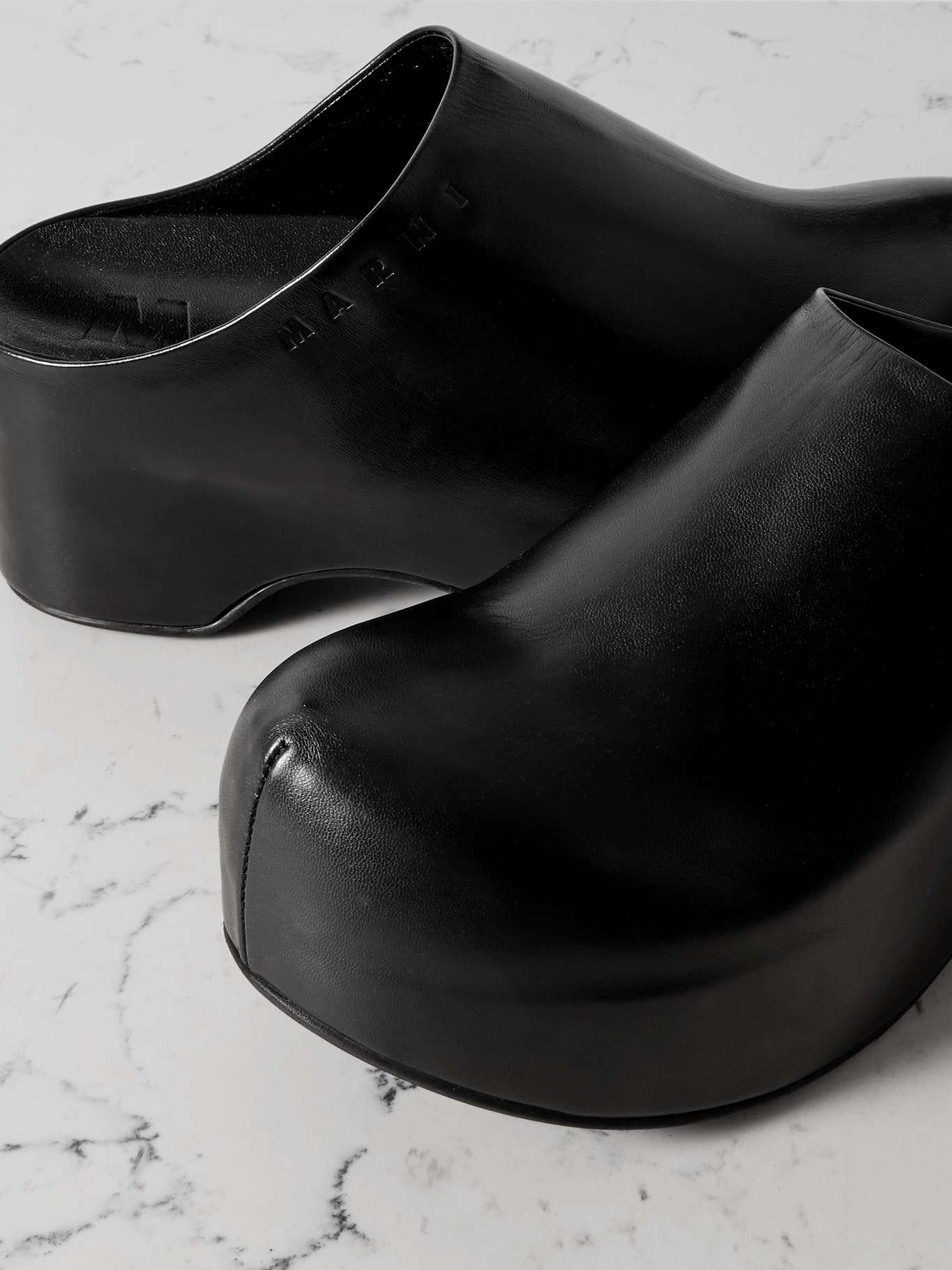 Sabot leather platform clogs - 4