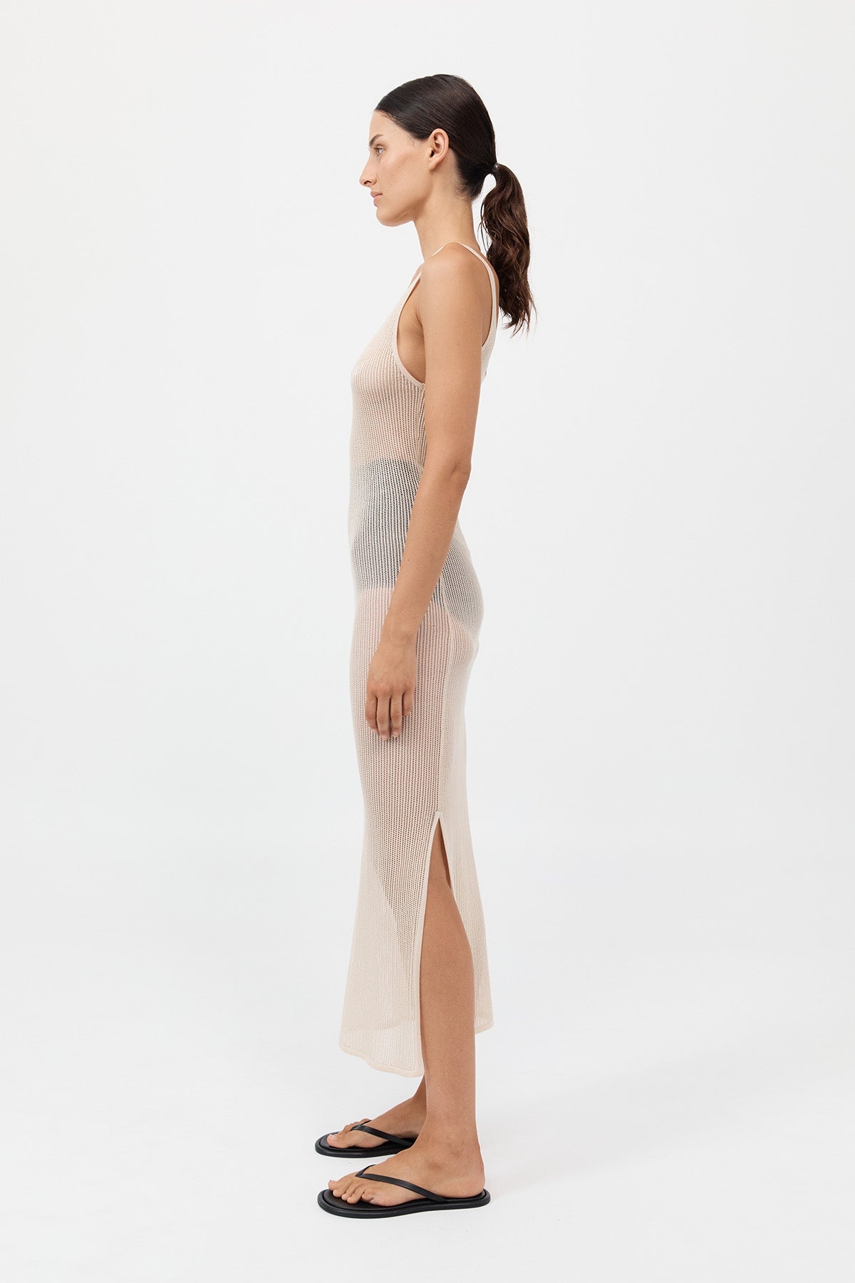 Fine Crochet Tank Dress - Sand - 3