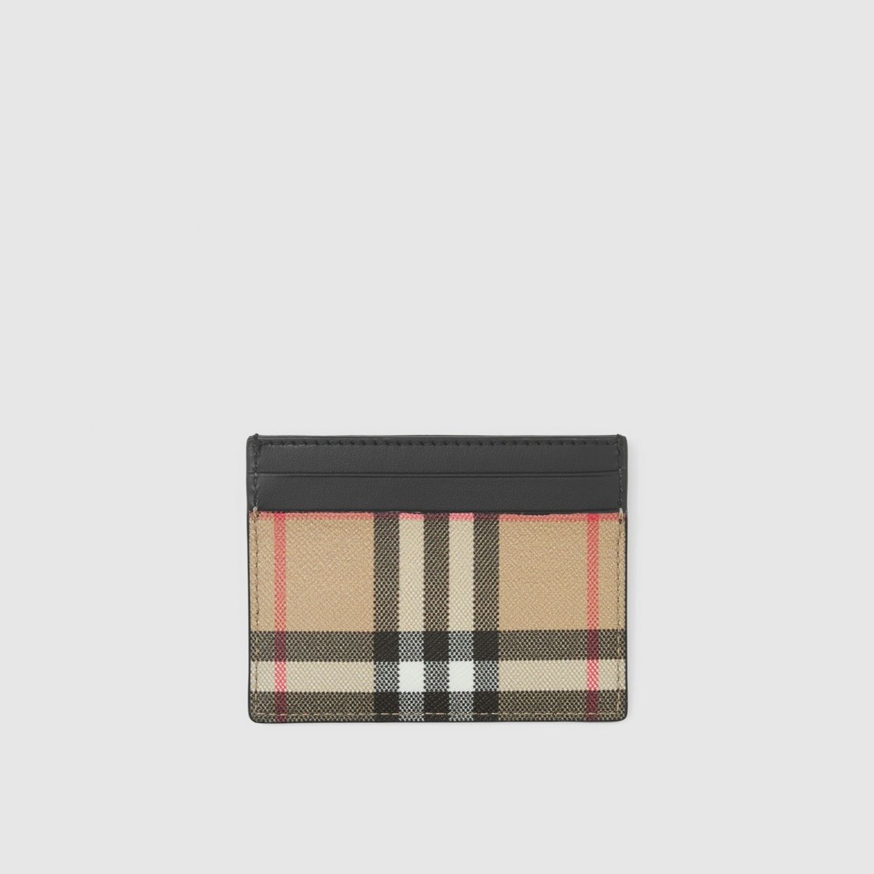 Vintage Check and Leather Card Case - 1