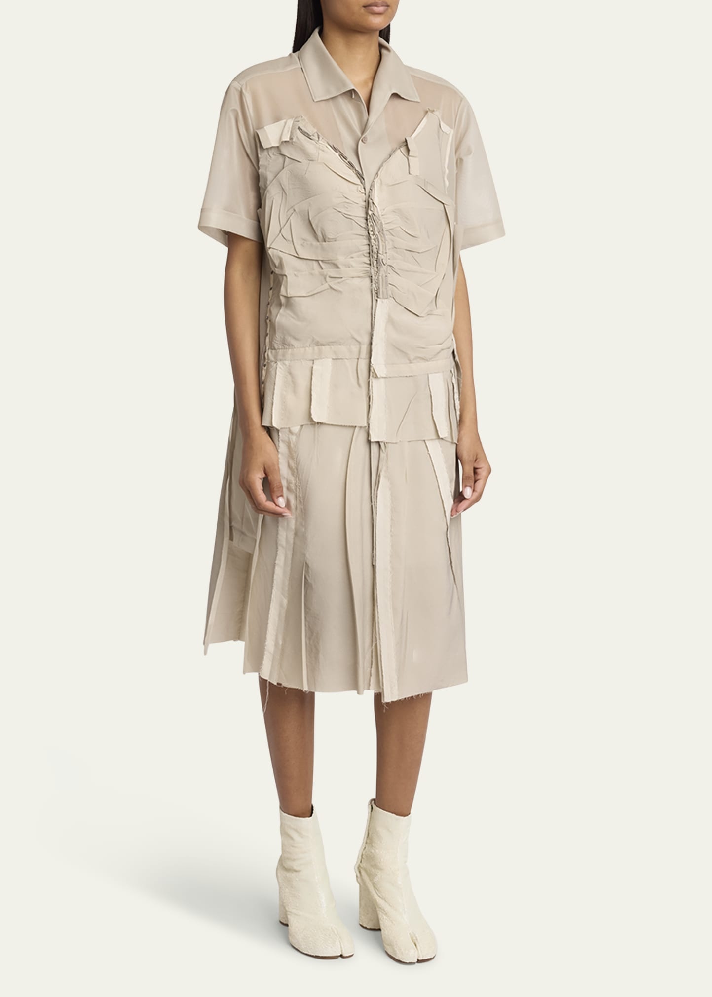Deconstructed Button Down Midi Dress - 4
