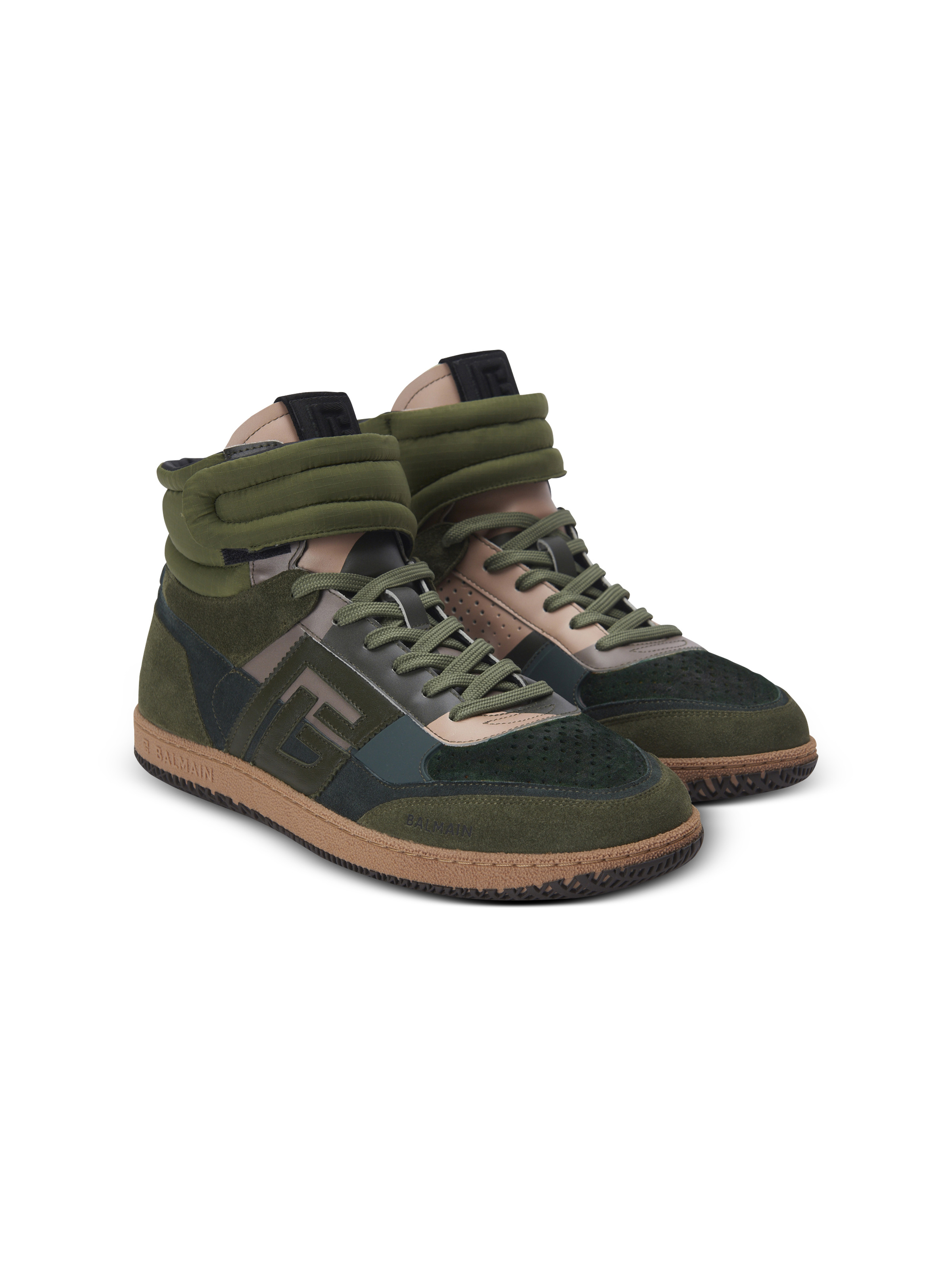 Balmain Swan Mid-Top trainers in calfskin and suede - 2