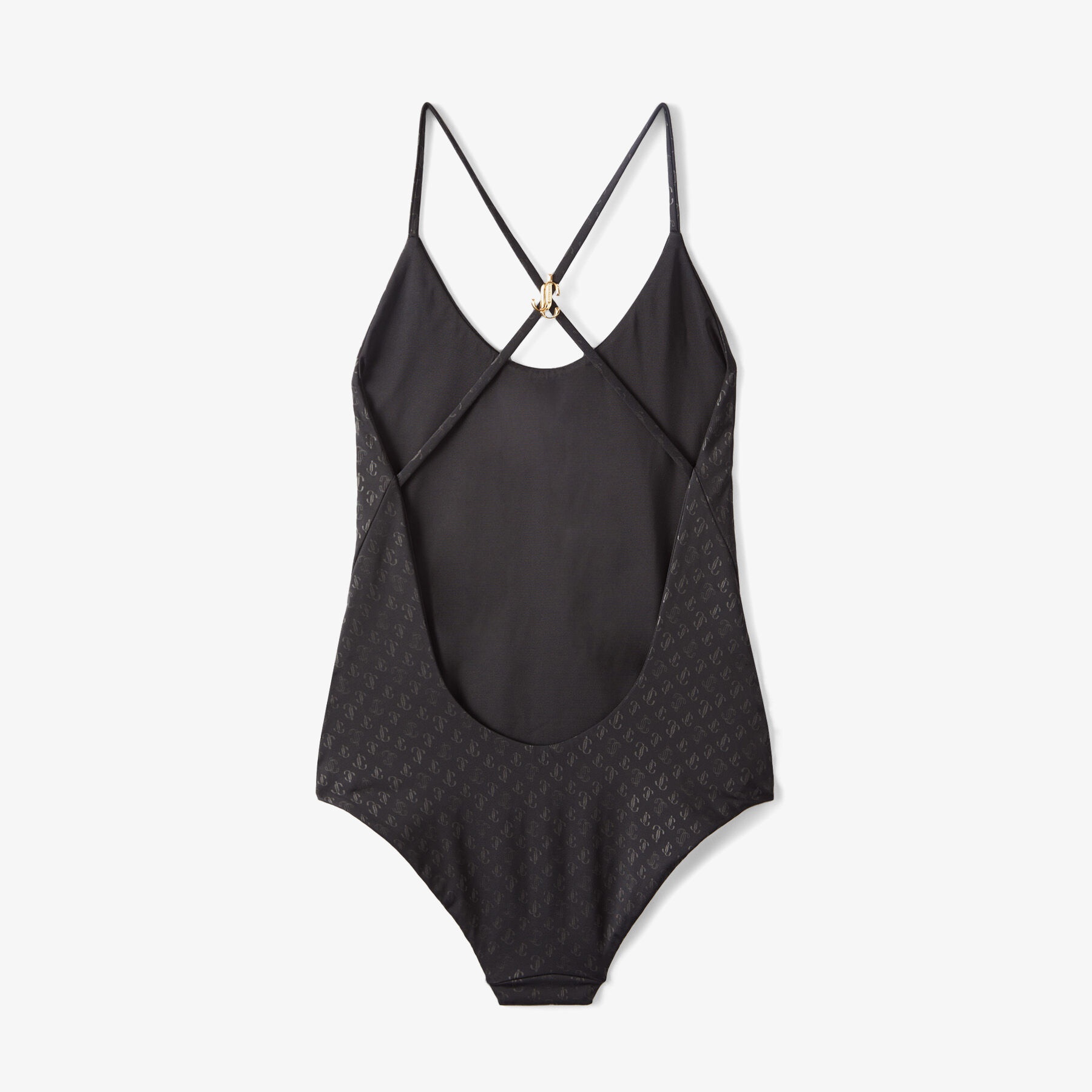 Eudora
Black JC Monogram-Print Regenerated Nylon and Lycra Cross-Strap Swimsuit - 3