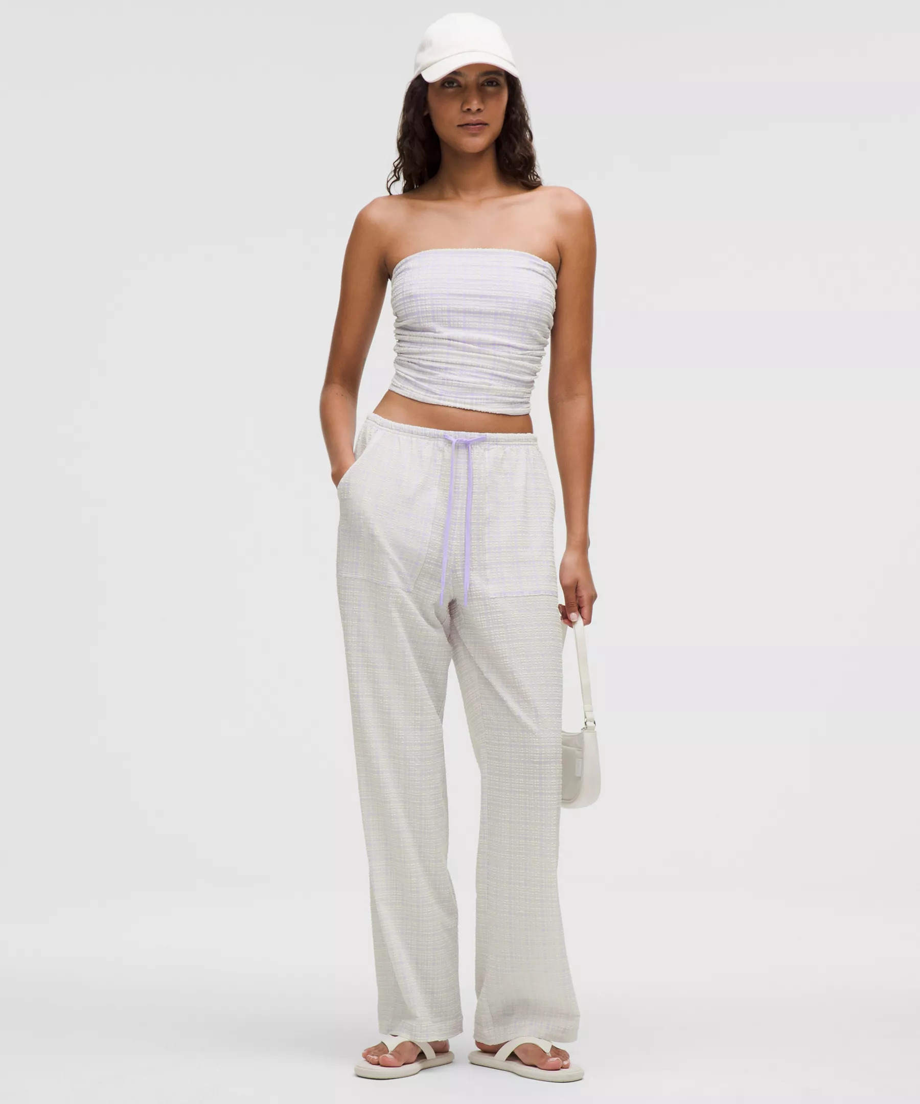 Seersucker Check Strappy Tank Top - 3