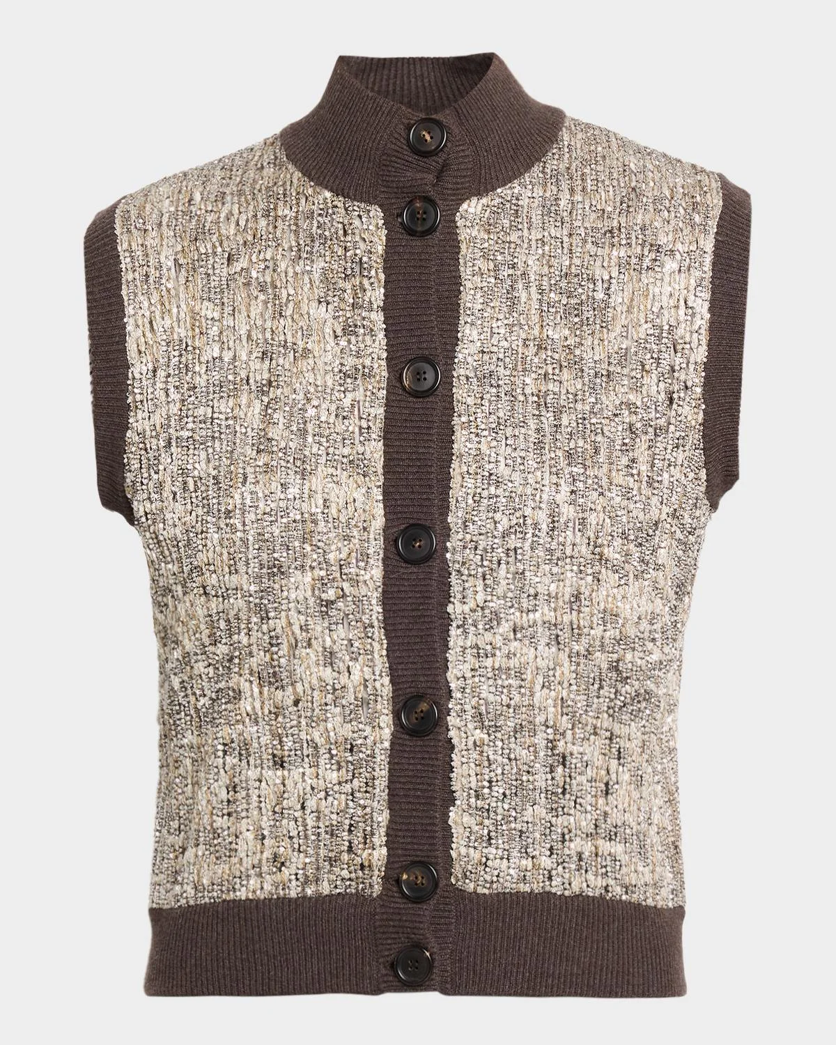 Couture Metallic Knit Sleeveless Sweater - 1