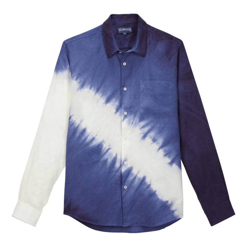 Men Linen Shirt Tie & Dye 1