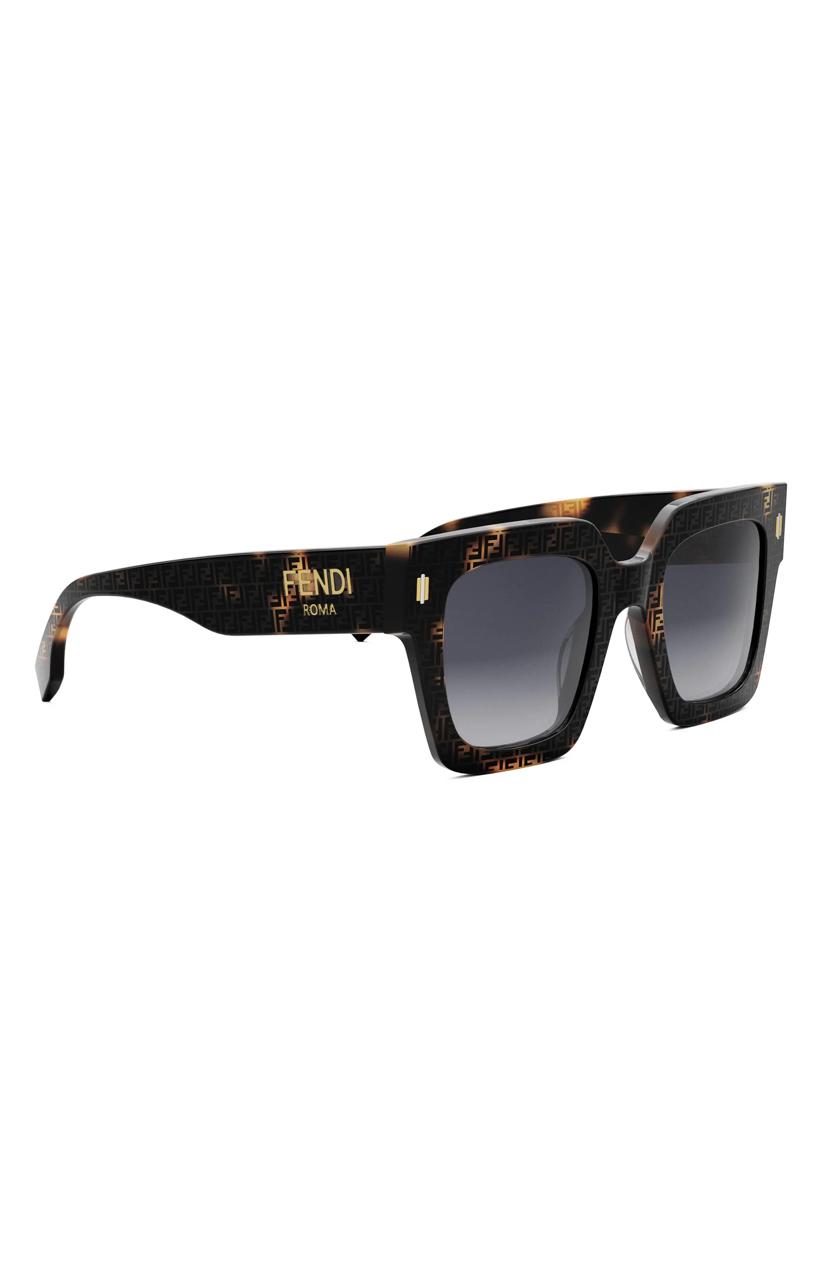 'Fendi Roma 50mm Square Sunglasses in Havana /Gradient Smoke - 7