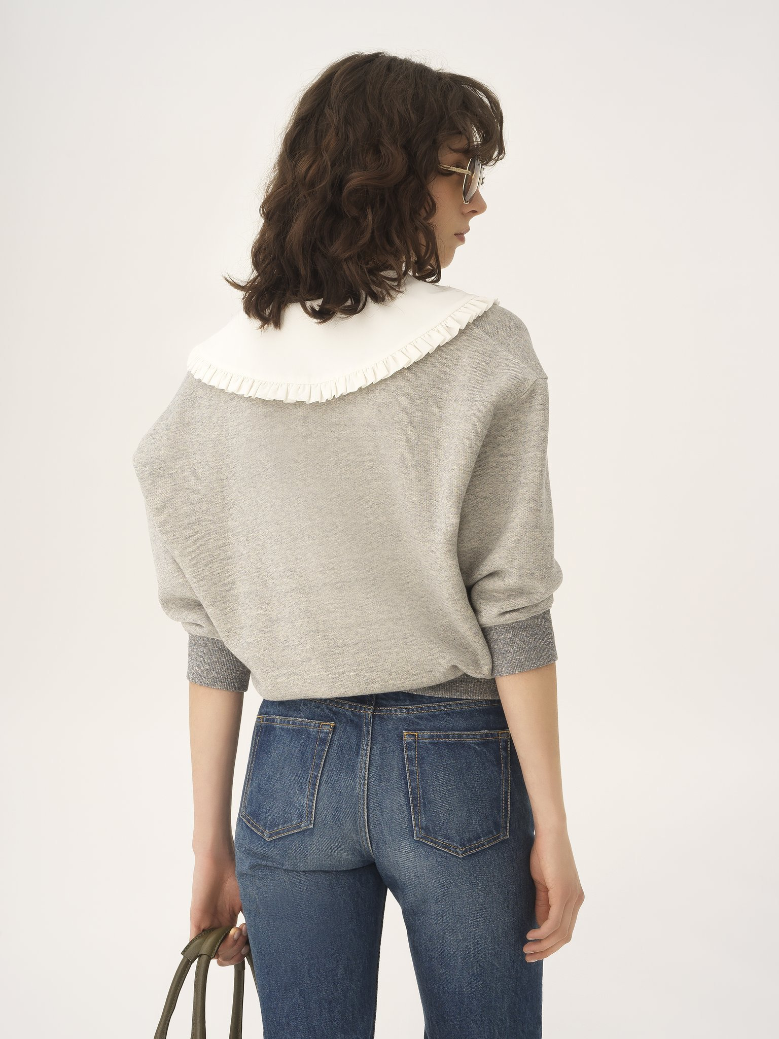 COLLAR SWEATER IN CHINÉ FLEECE - 5