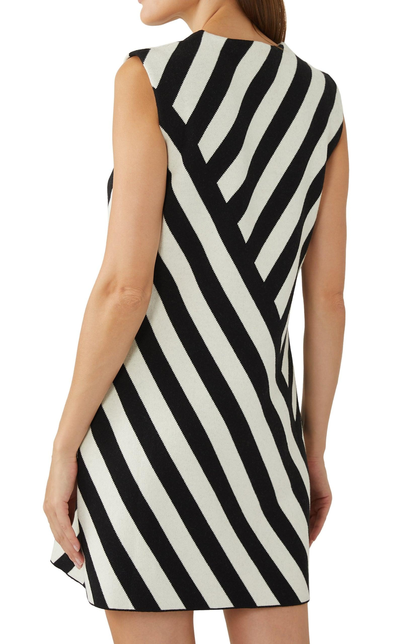 Striped Jacquard Sleeveless Dress - 5