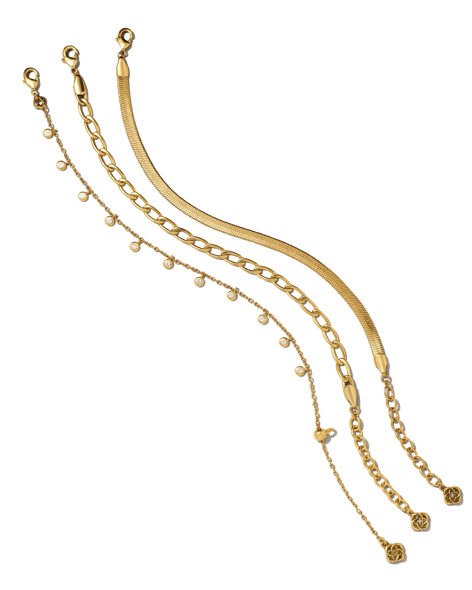 Kassie Set of 3 Chain Bracelets in Vintage Gold - 1
