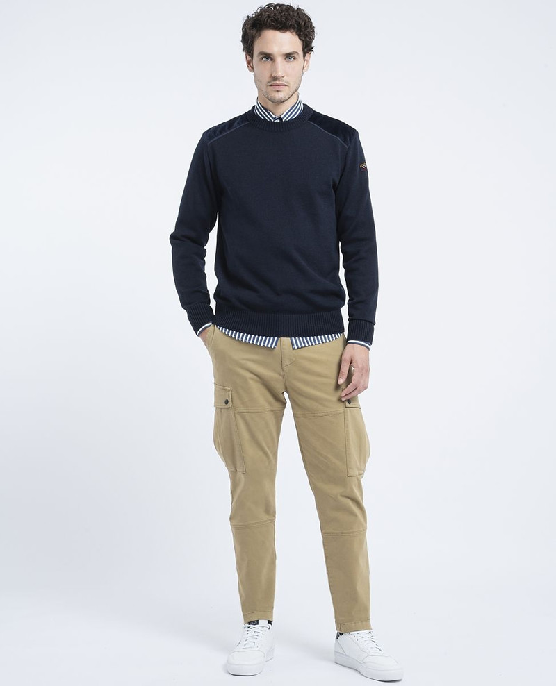 Paul & Shark Wool crewneck Jumper with corduroy details outlook
