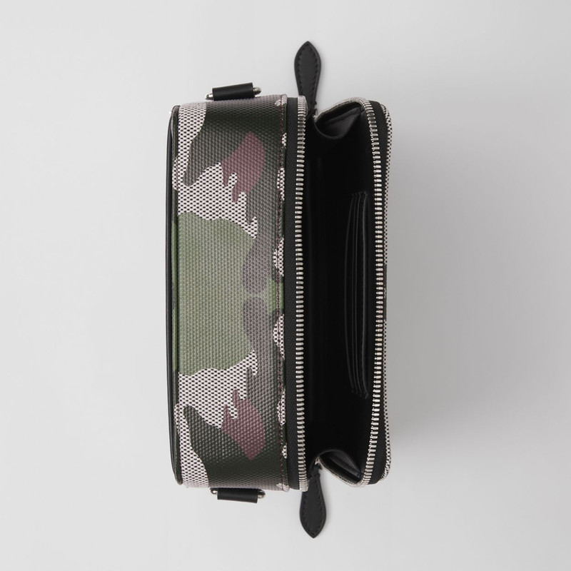 Camouflage Print Canvas and Leather Crossbody Bag 5