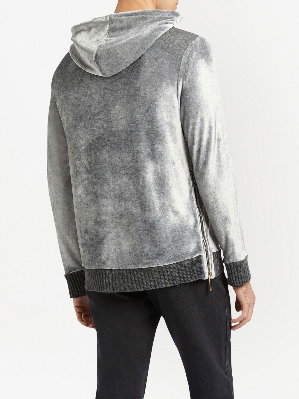 embroidered-logo velvet hoodie - 4