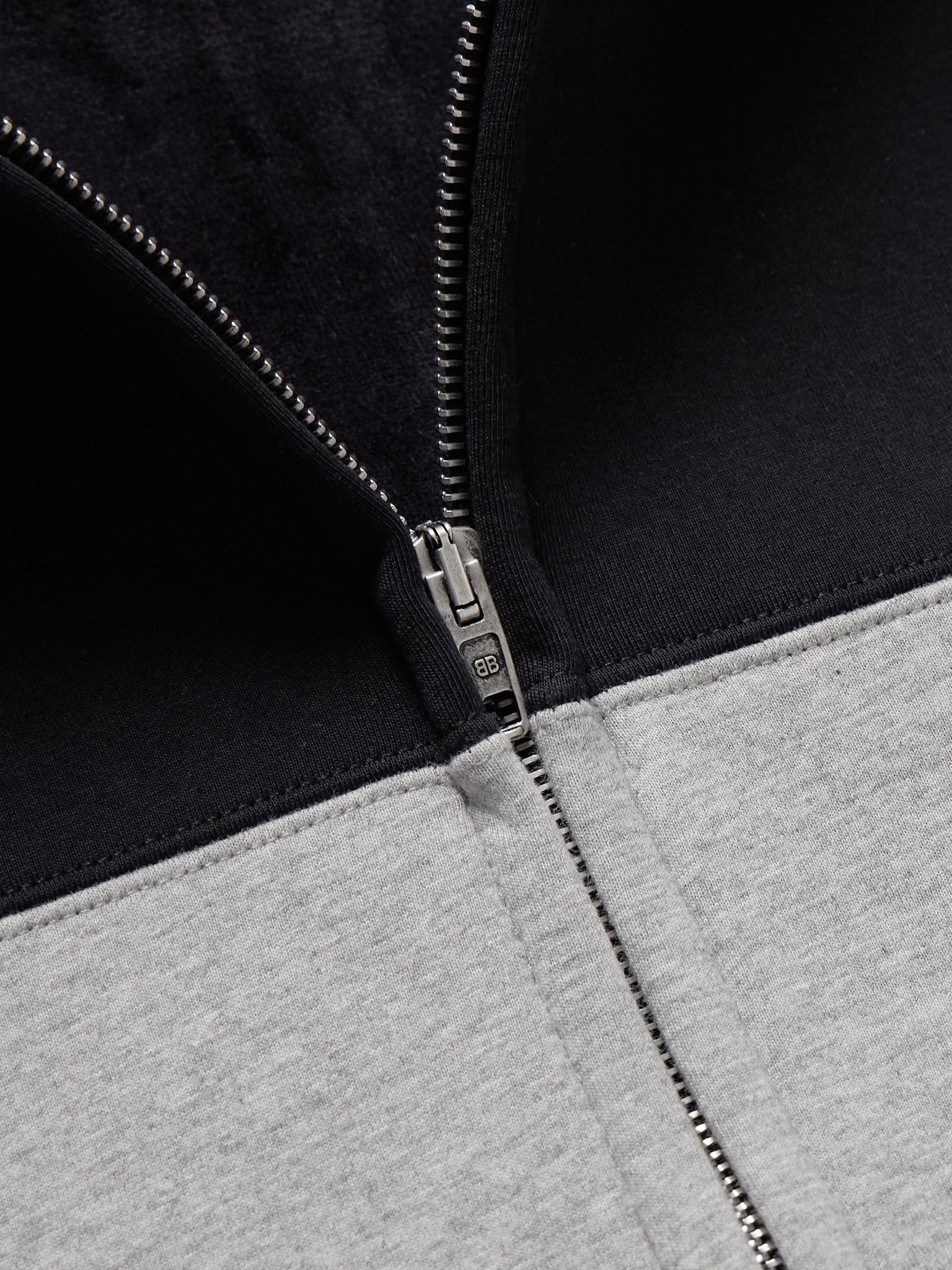 Logo-Embroidered Colour-Block Cotton-Jersey Hoodie Gray - 5