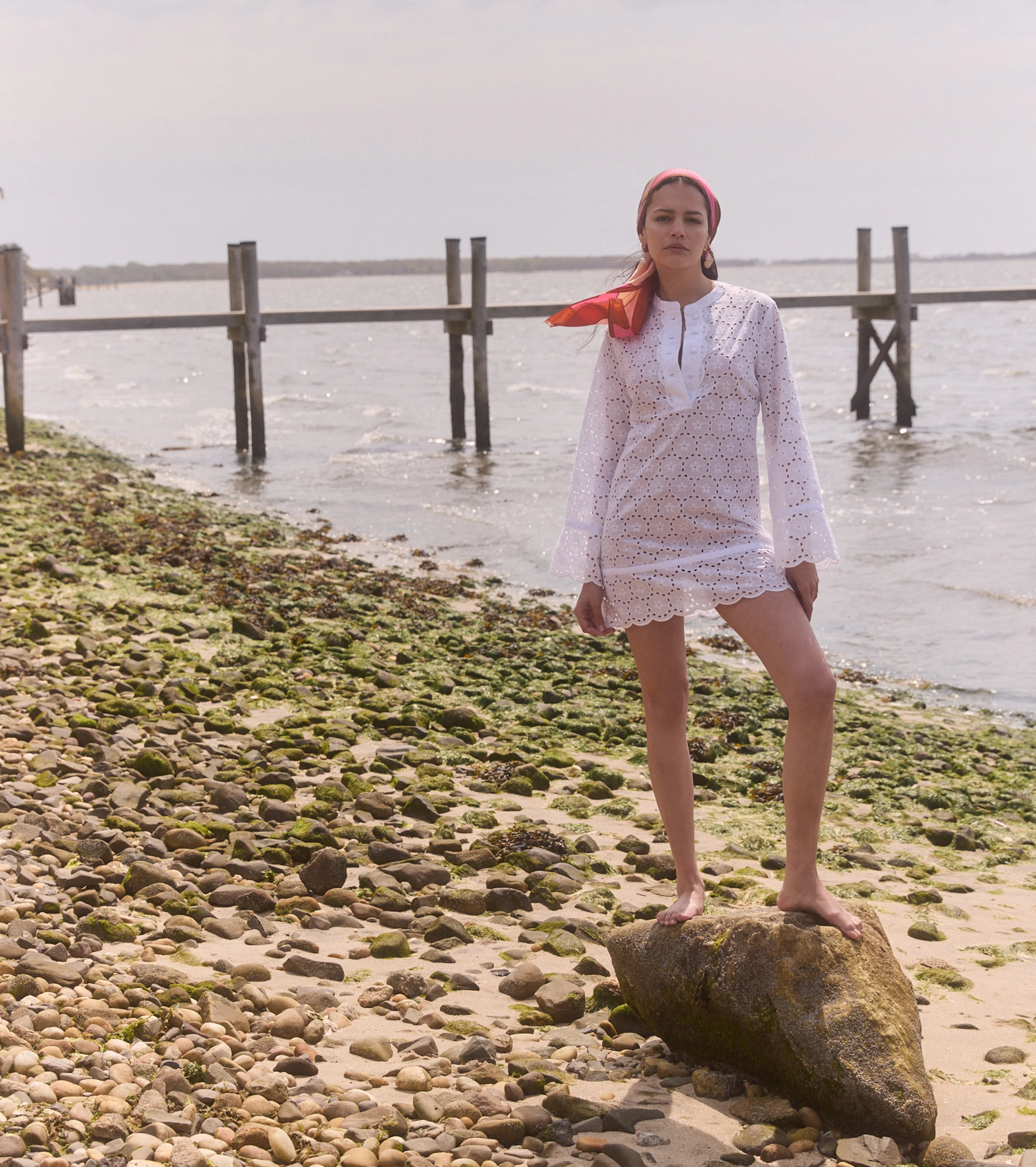 The Attica Dress - White Sand Dollar Broderie - 1