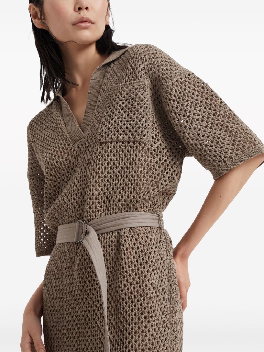 Brunello Cucinelli Cotton Net Dress With Belt - 2