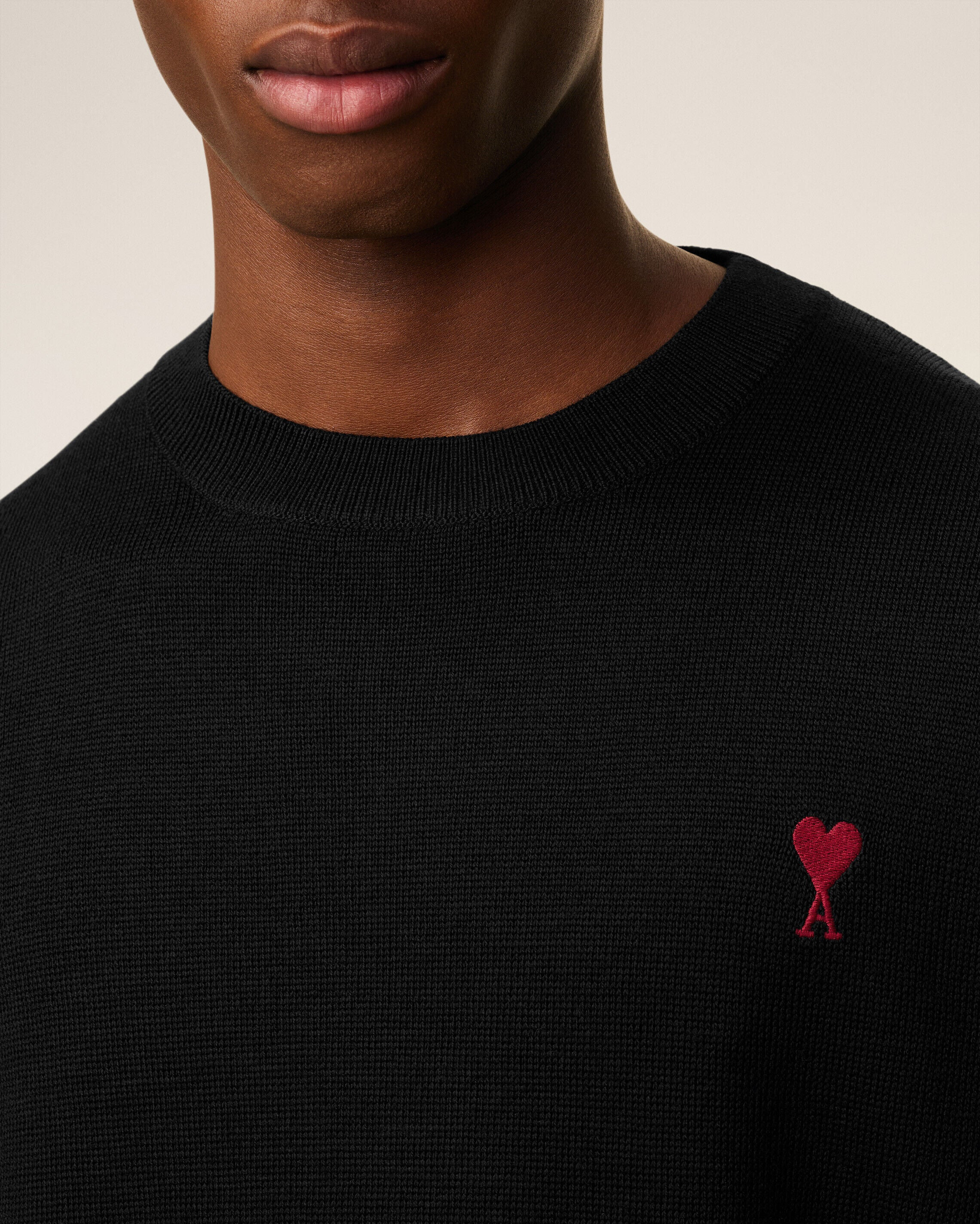 BLACK WOOL AMI DE COEUR CREWNECK SWEATER - 4