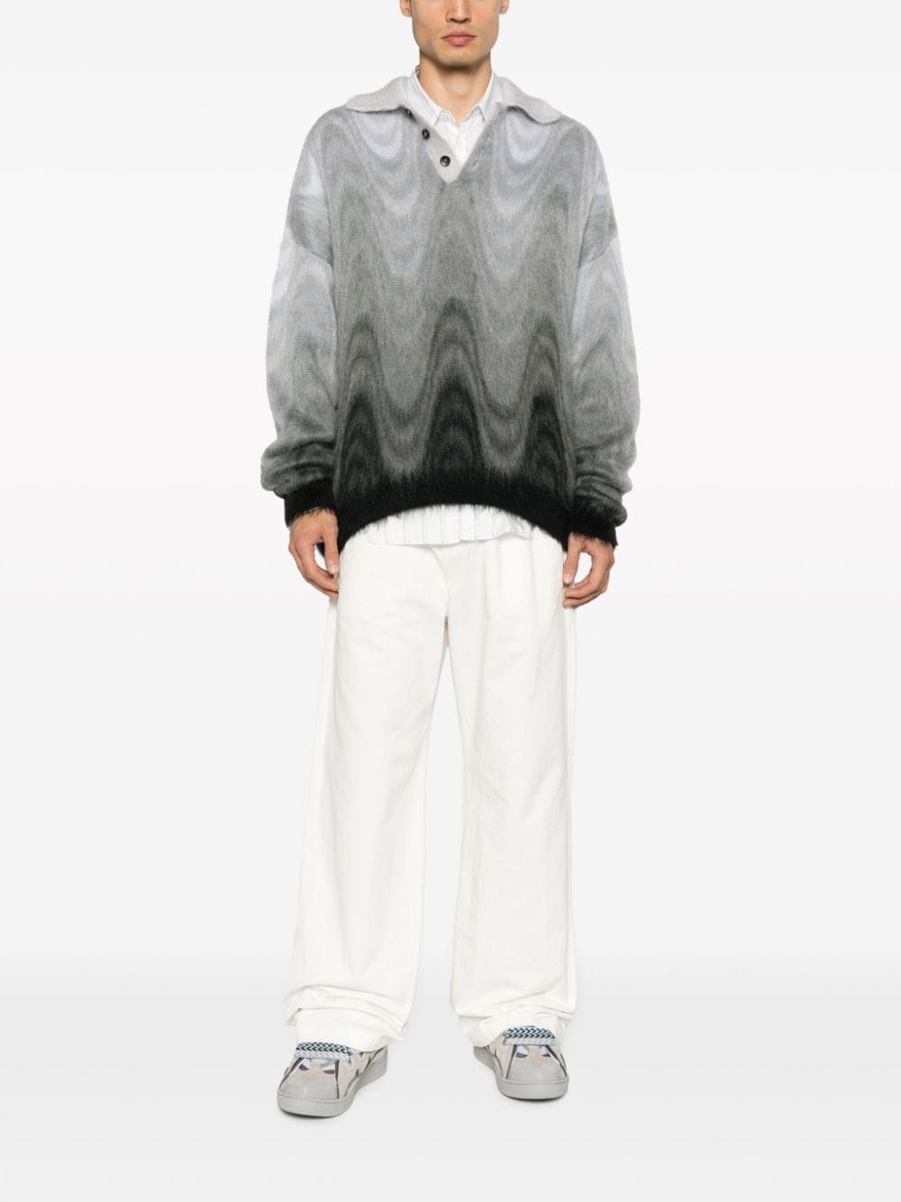 abstract-print brushed-effect jumper - 2