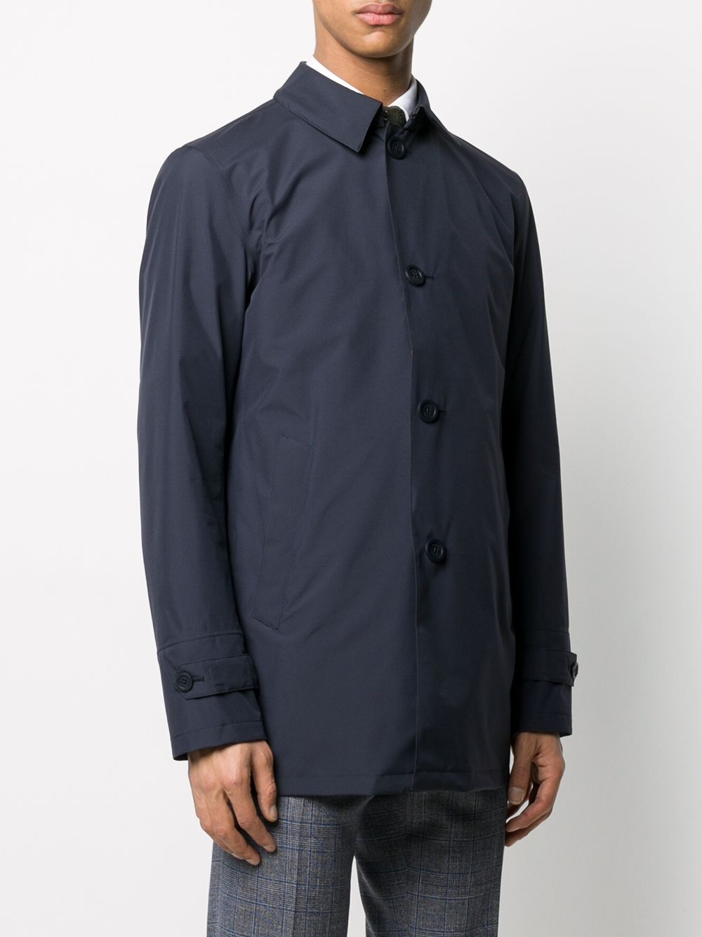 point-collar button-through coat - 3