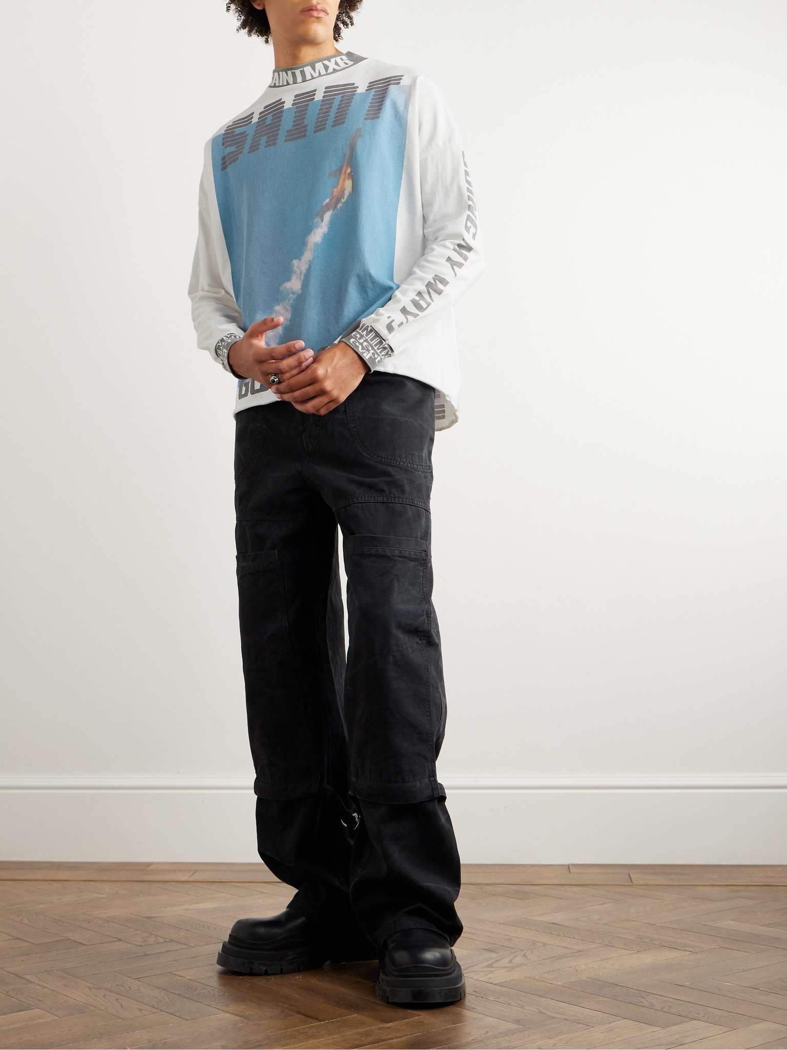 Logo-Print Distressed Cotton-Jersey T-Shirt - 2