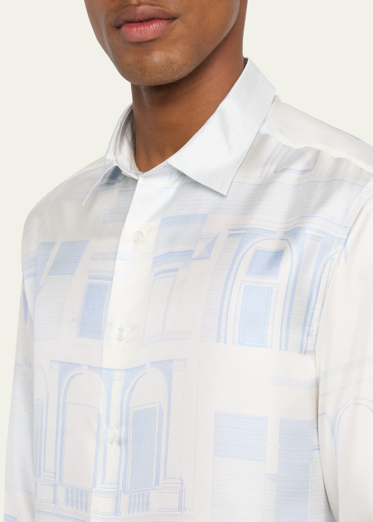 Men's Palace-Print Silk Dress Shirt - 5