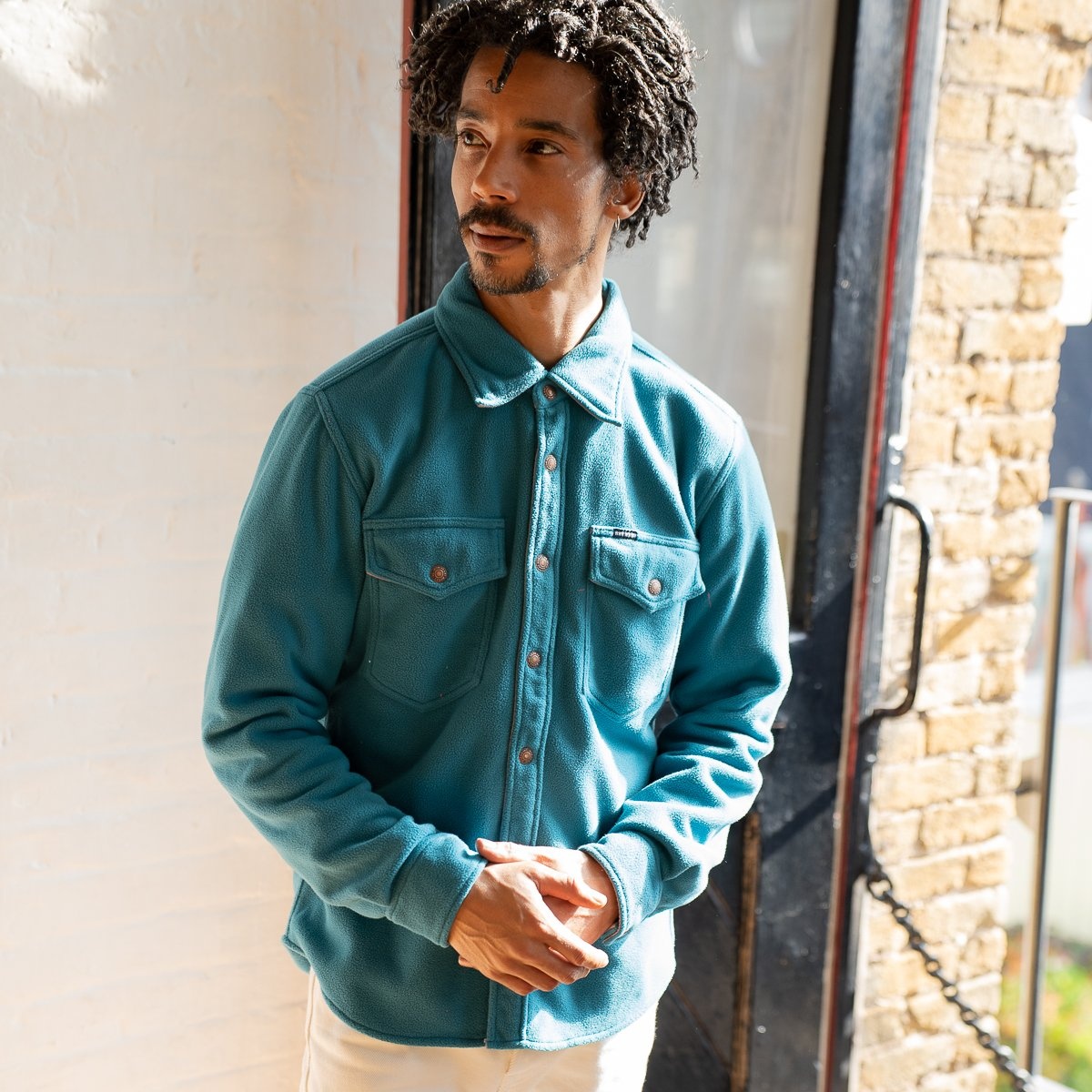 IHSH-287-TUR Micro Fleece C.P.O Shirt - Turquoise - 3