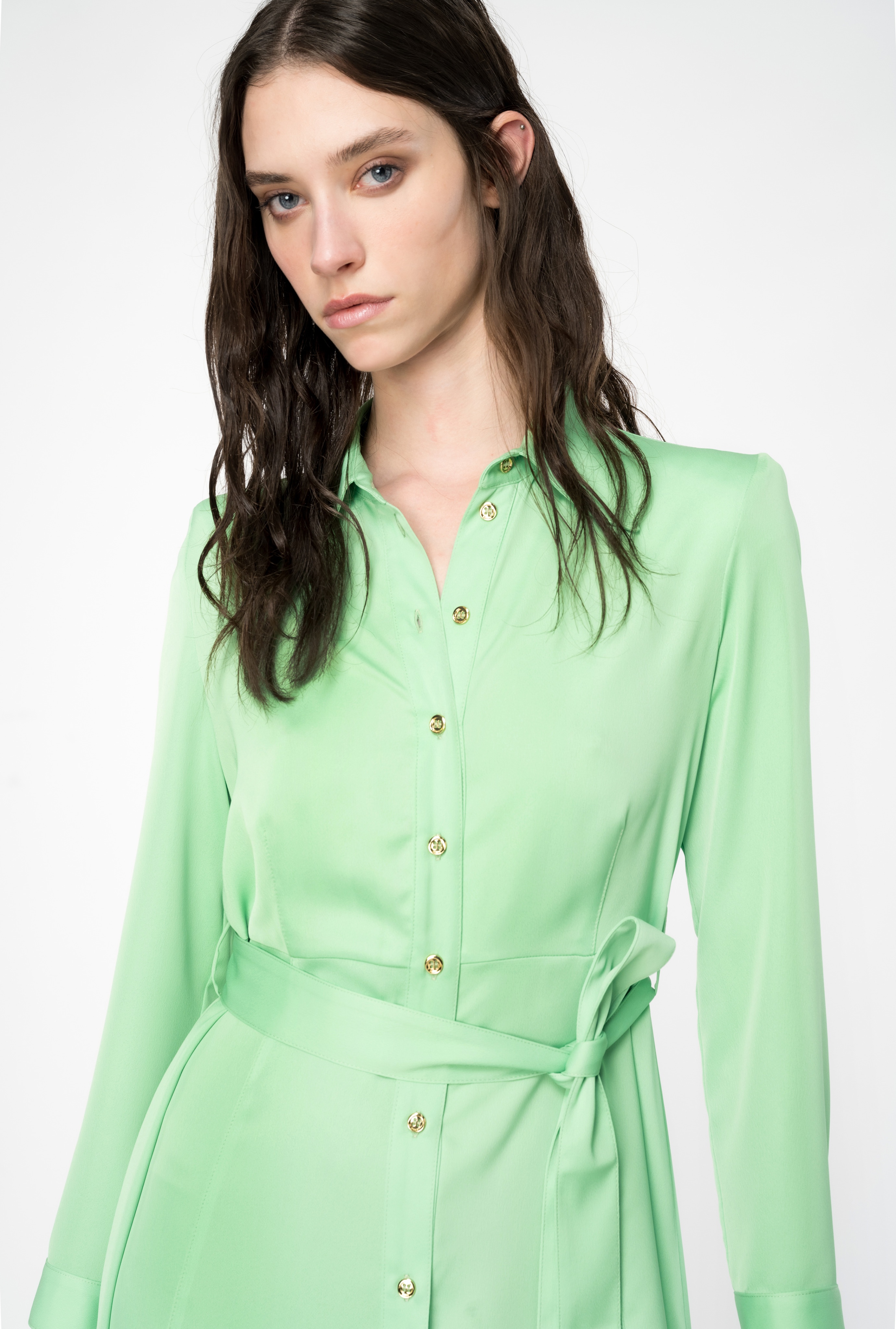 MATTE SATIN SHIRT DRESS - 3