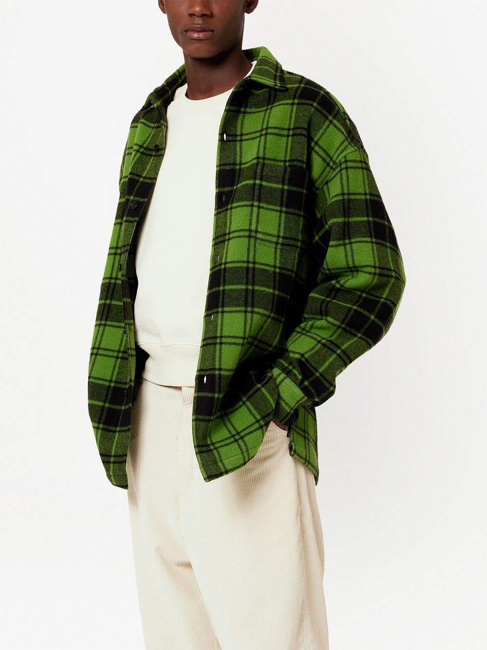 logo-print plaid-patterned shirt - 4