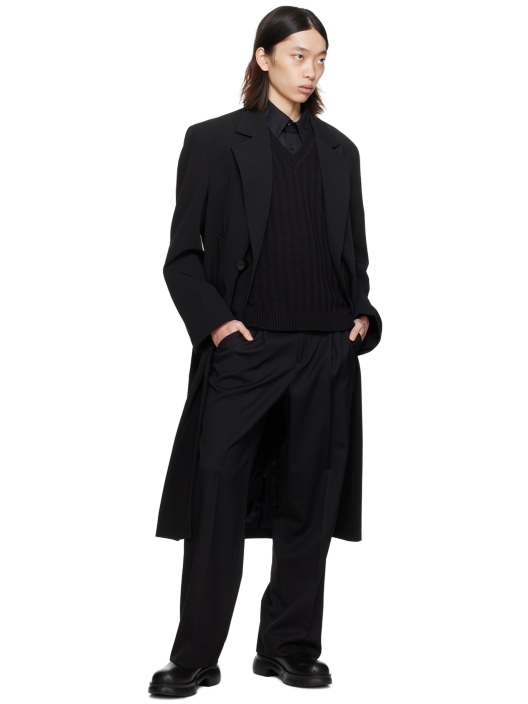 Black V-Neck Vest - 4