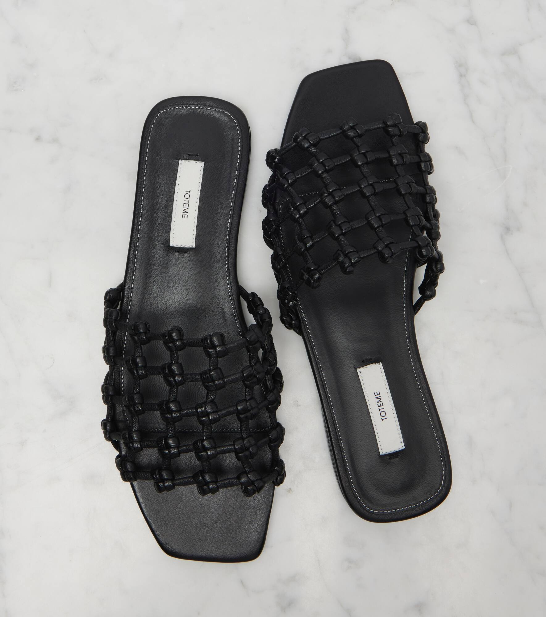 Woven leather slides - 5