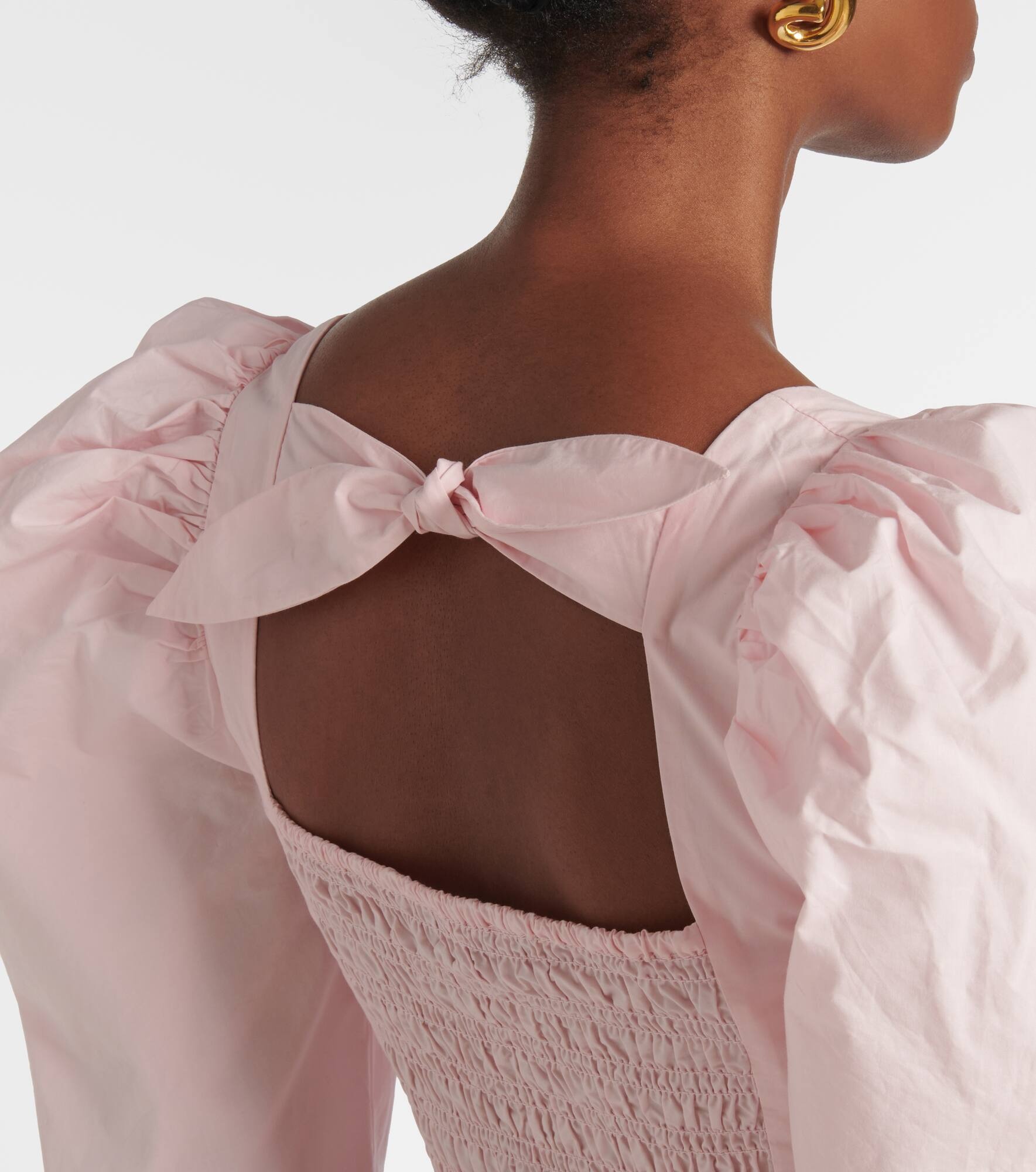 Smocked cotton poplin midi dress - 6