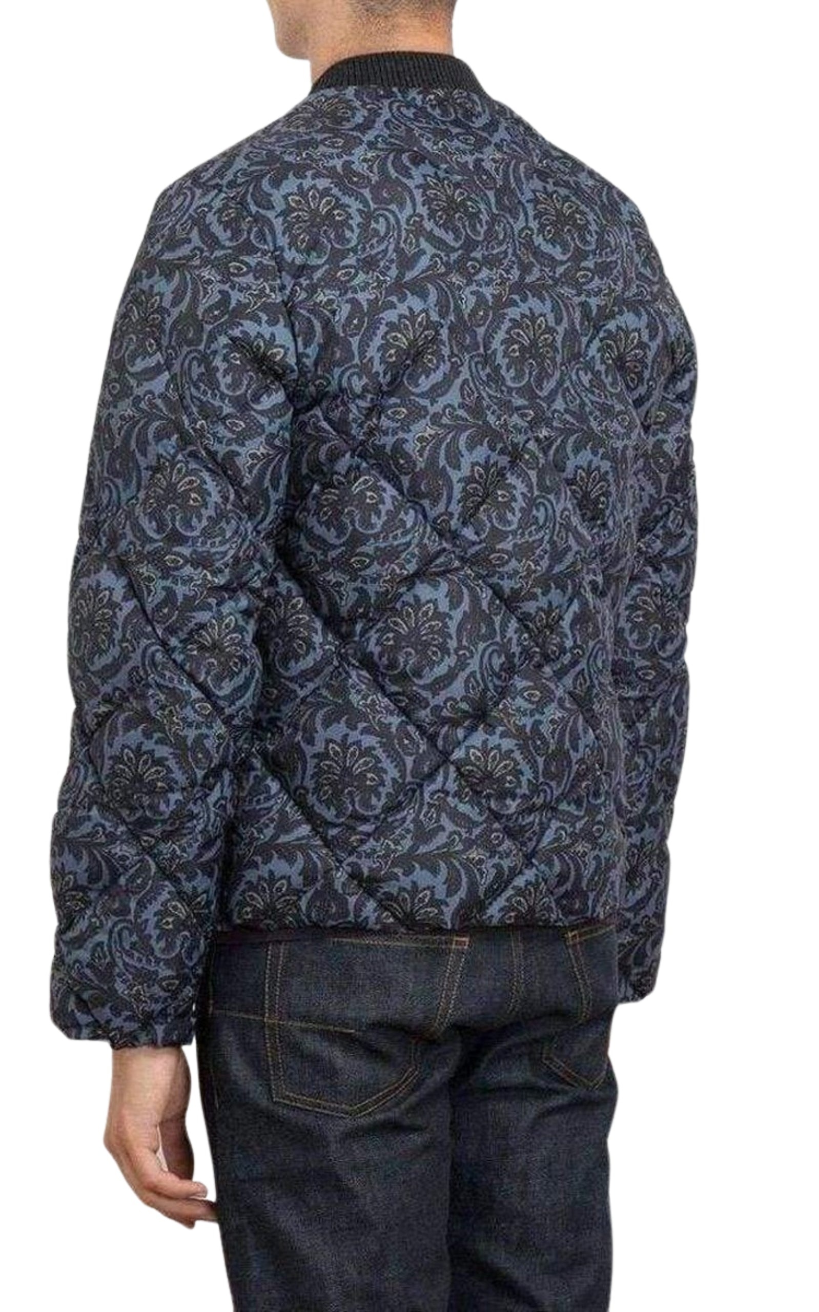 Blue Paisley Quilted Jacket - 4