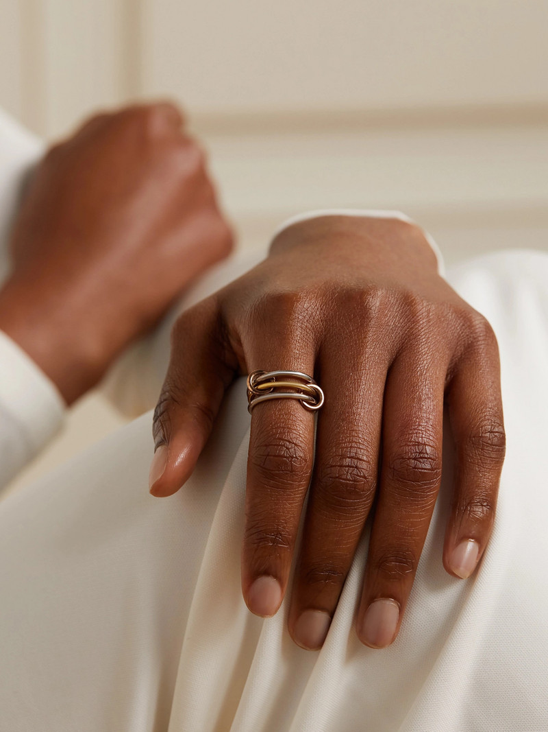 Spinelli Kilcollin Solarium Set Of Three 18-karat Yellow And Rose Gold And Sterling Silver Rings outlook