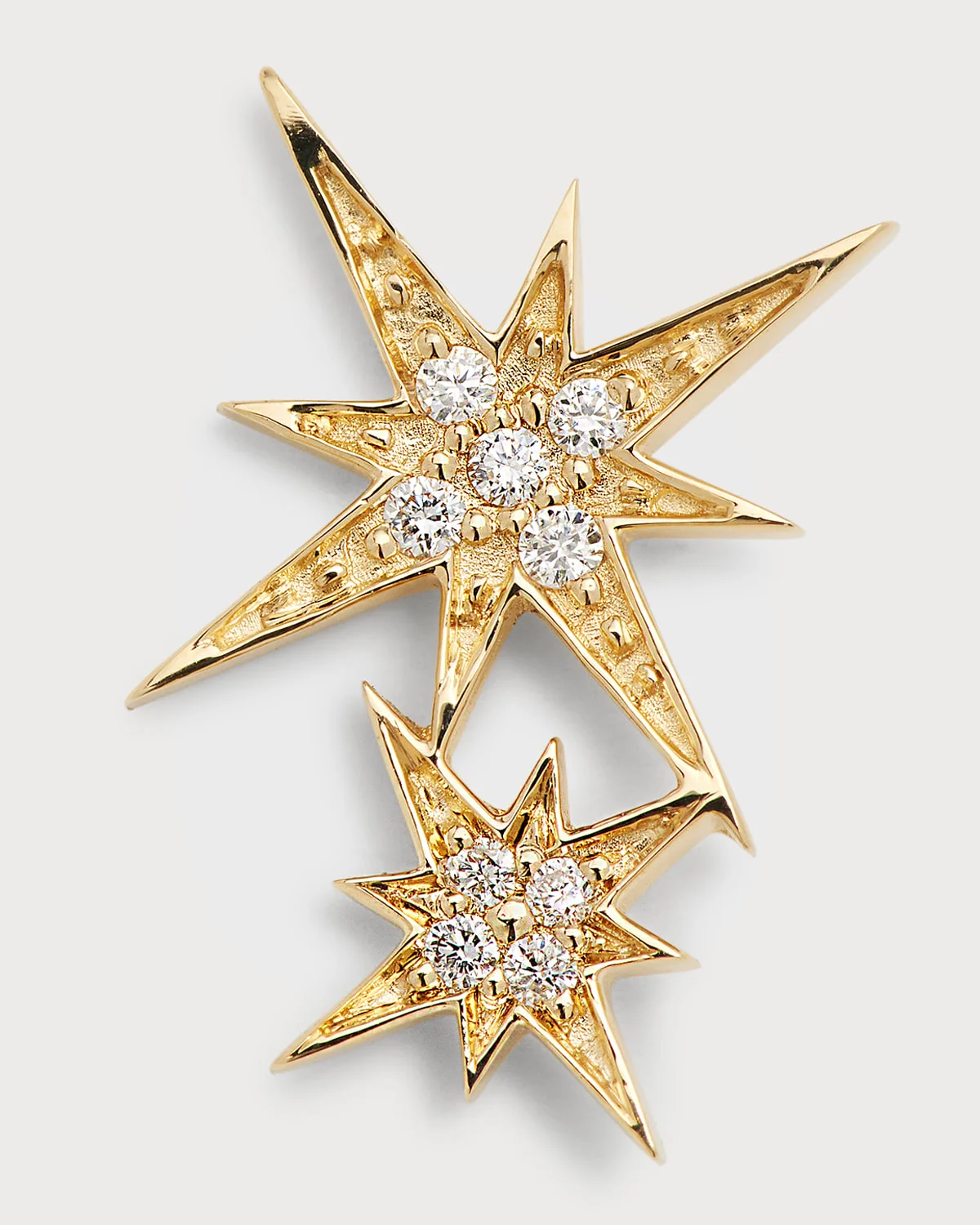 14k Pave Diamond Double Starburst Stud Earring - 1
