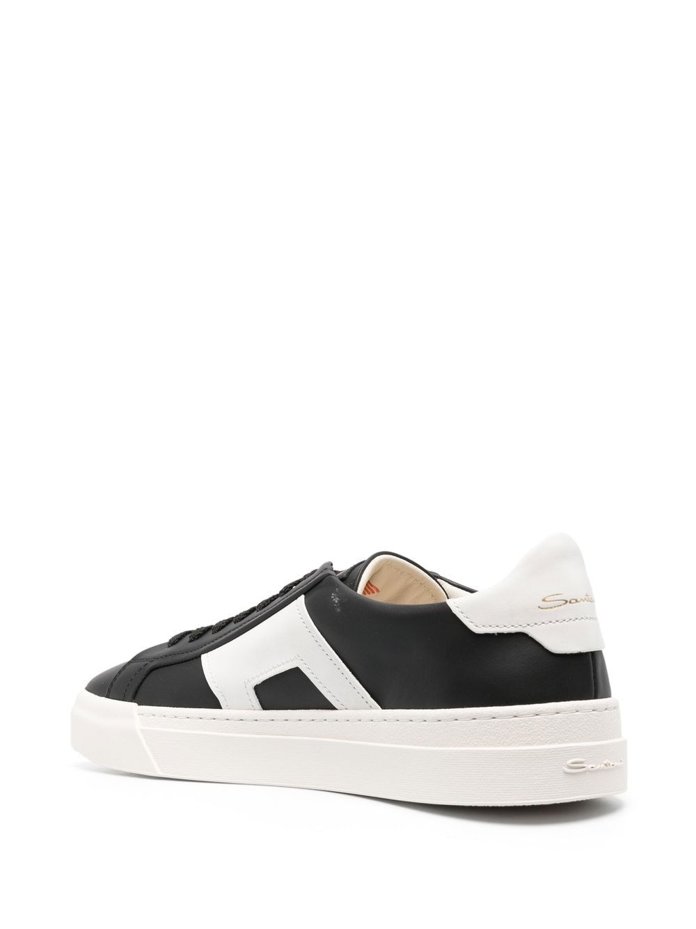 contrasting-panel leather sneakers - 3