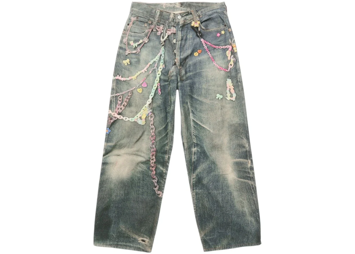 Acne Studios Vintage Chain Detail Loose Jeans Blue - 1