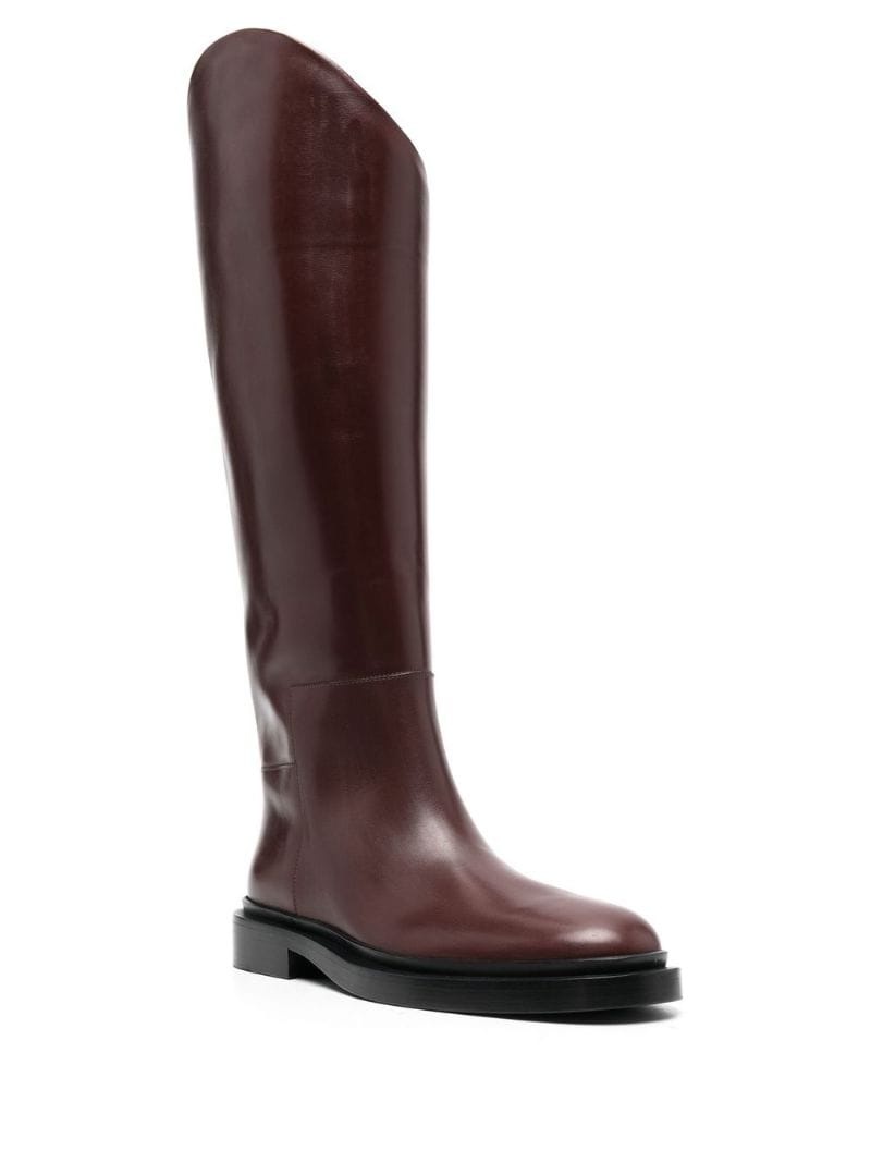 knee-length leather boots - 4