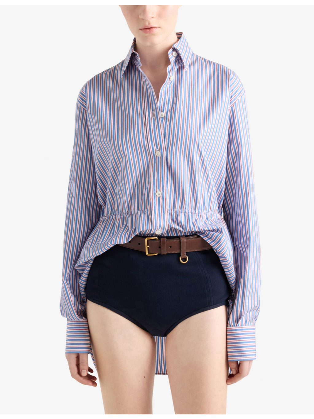 Striped Drawstring-Waist Cotton Shirt - 3