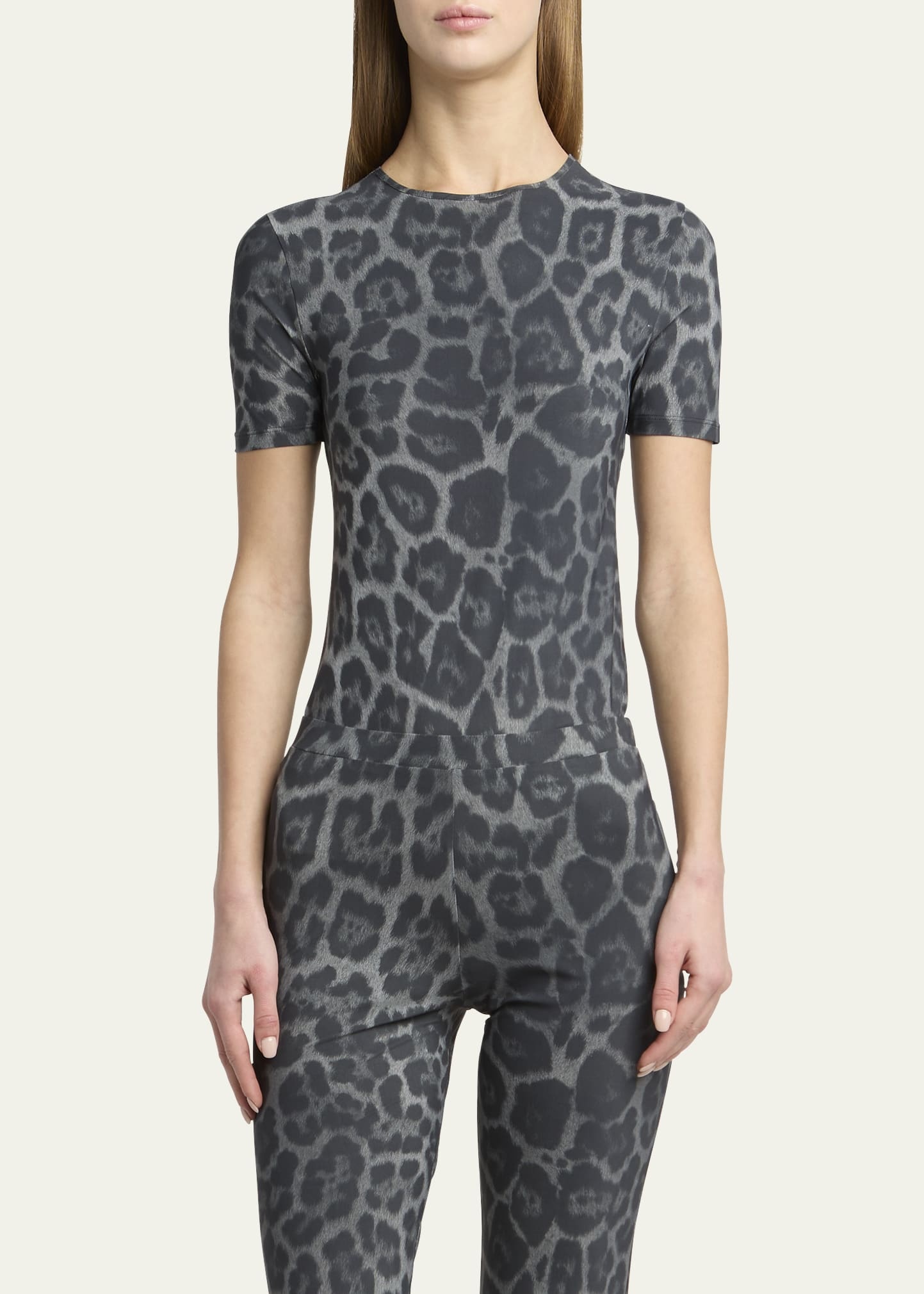 Leopard Print Short-Sleeve Top - 4