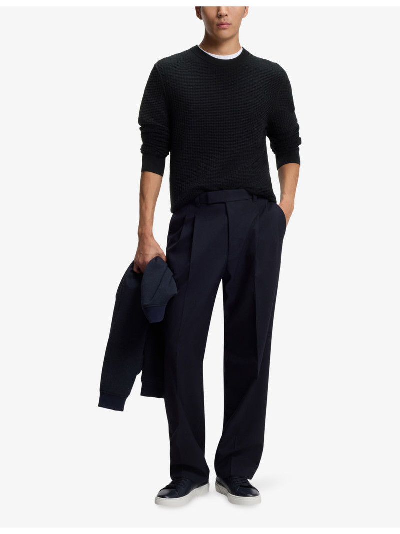 BOSS Textured Regular-Fit Cotton-Knit Jumper outlook