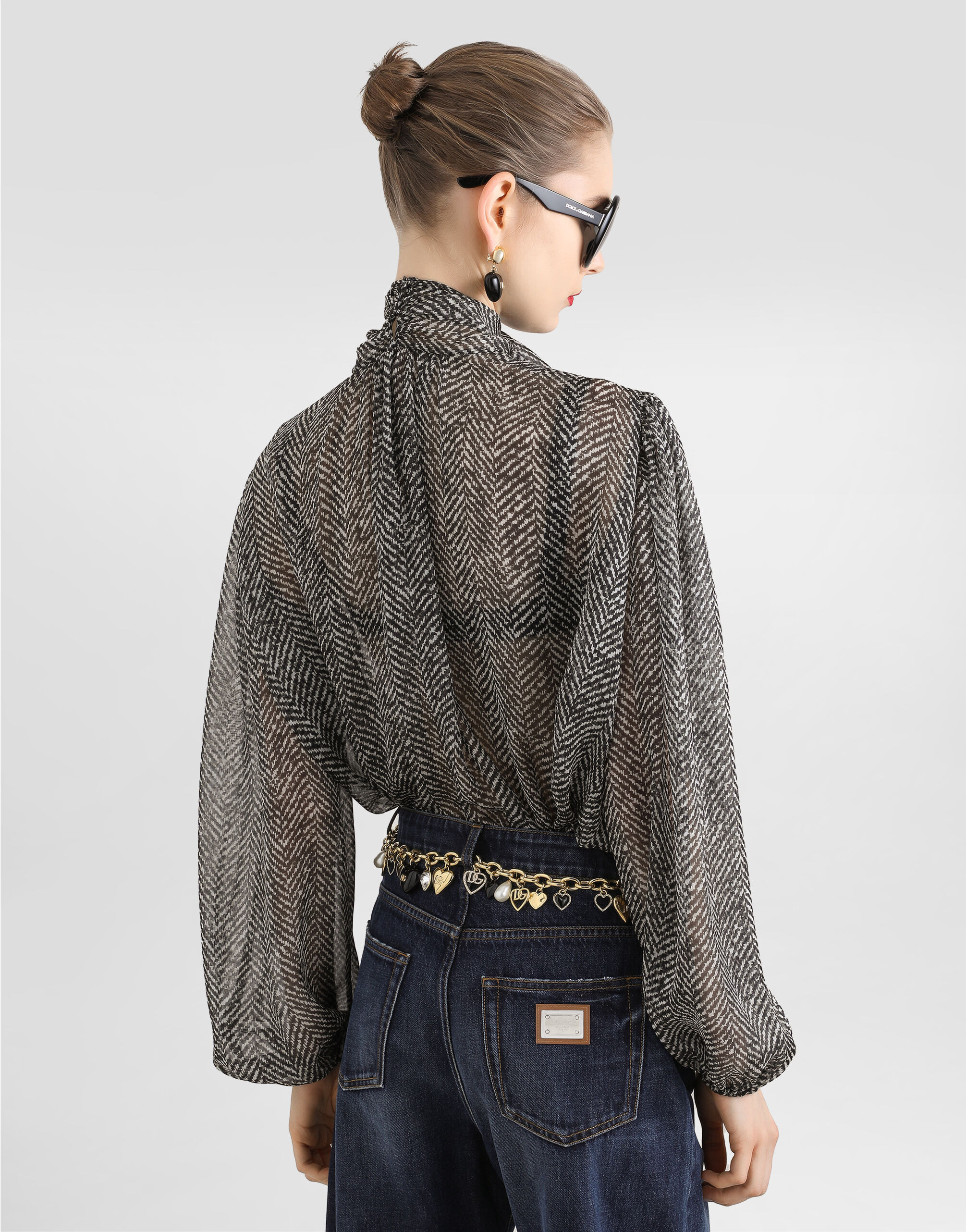 Chevron-print silk chiffon shirt - 3