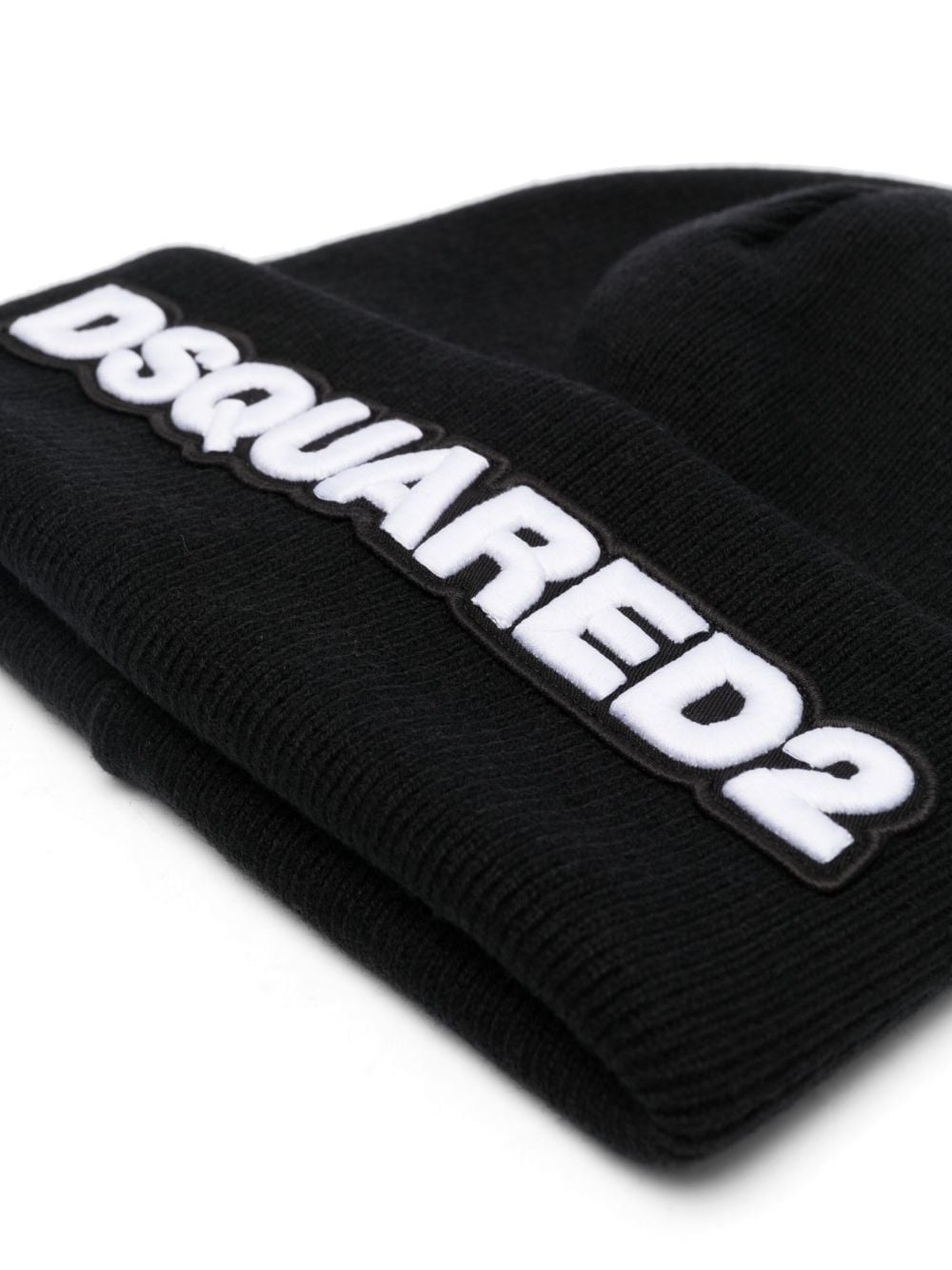 logo-patch wool beanie - 2