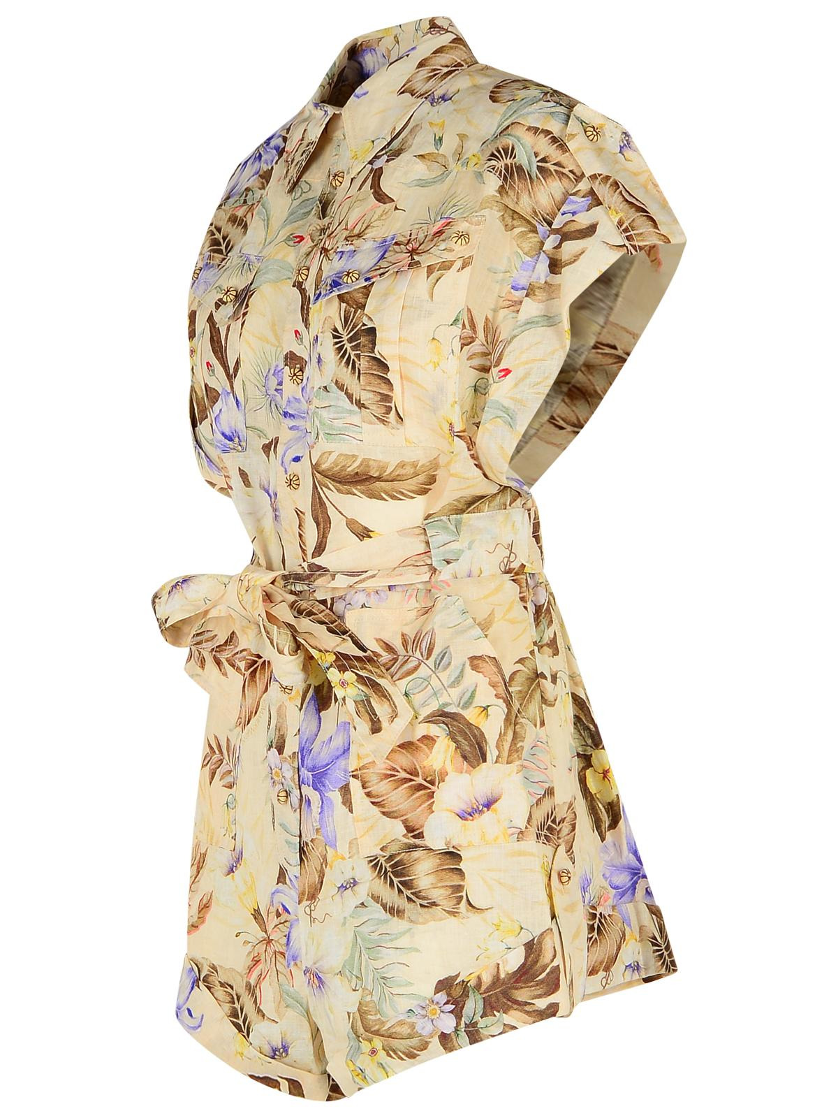 Zimmermann 'Coco' One-Piece Jumpsuit In Beige Linen With Multi Floral Women - 2