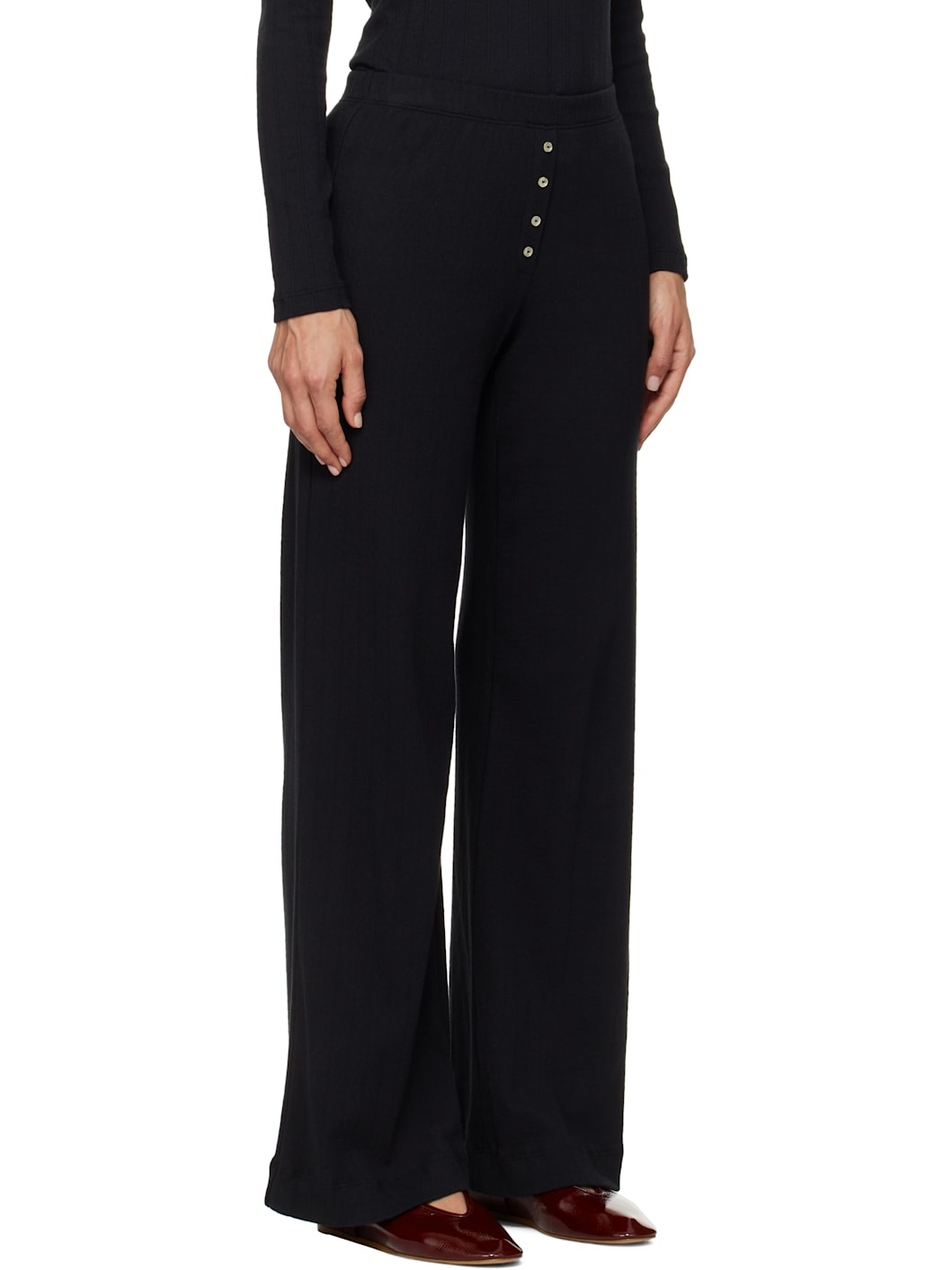 Black Pointelle Boxer Lounge Pants - 3