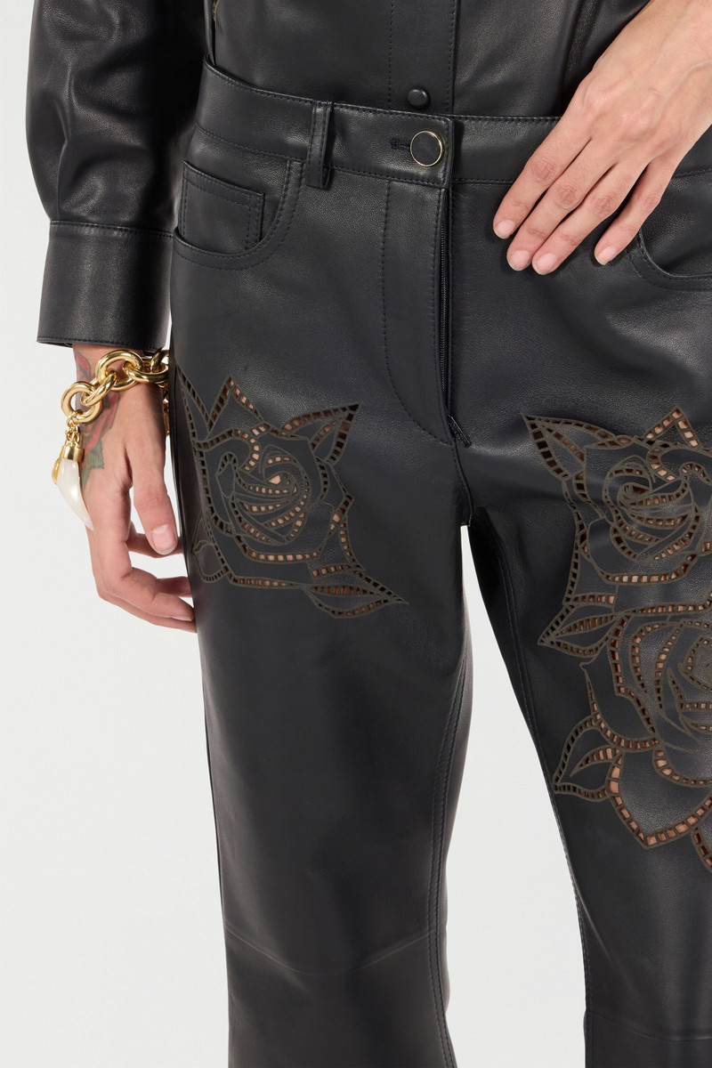 Leather Pants With Perforated Roses 6