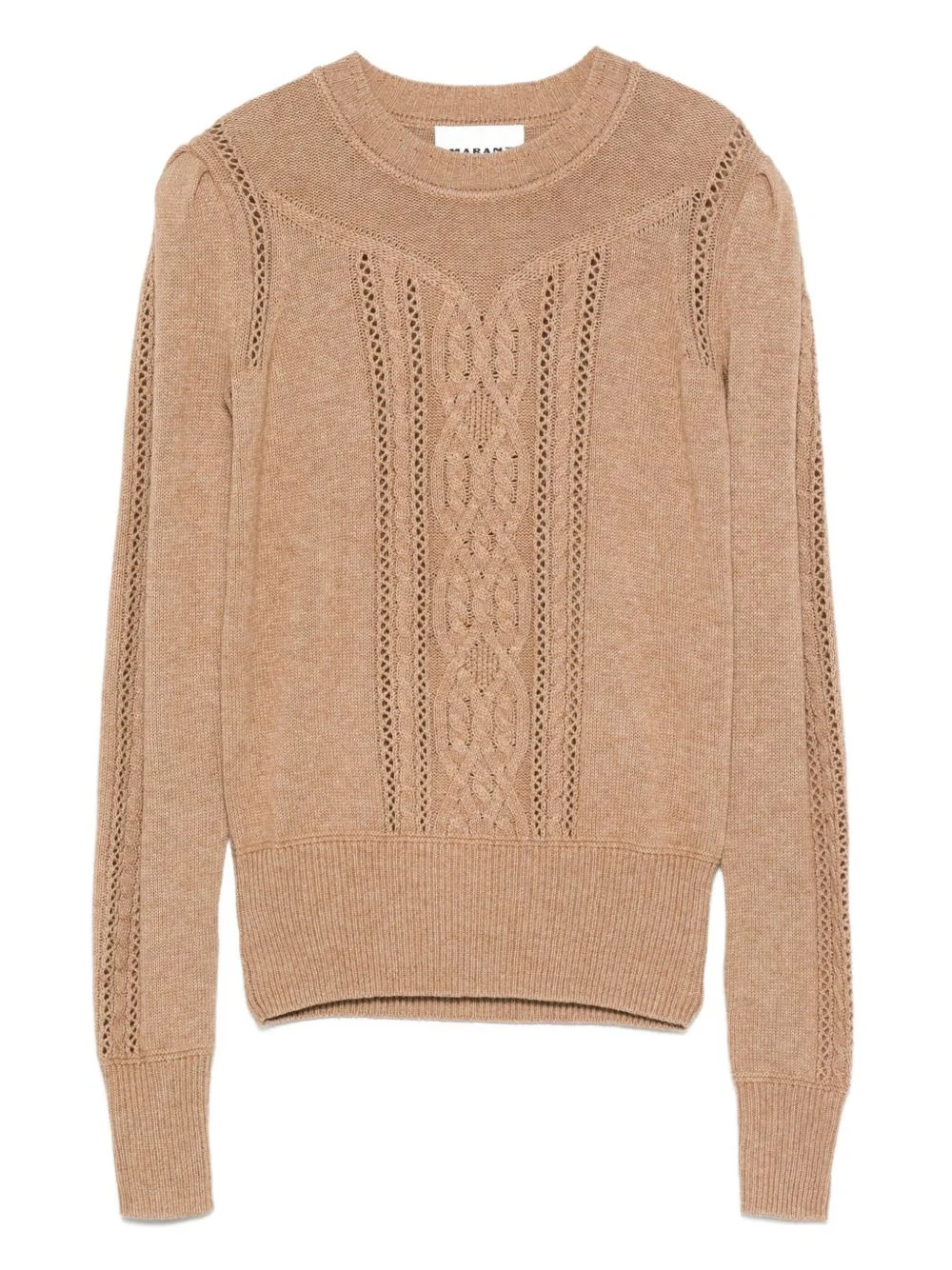 cable-knit puff-sleeve sweater - 1