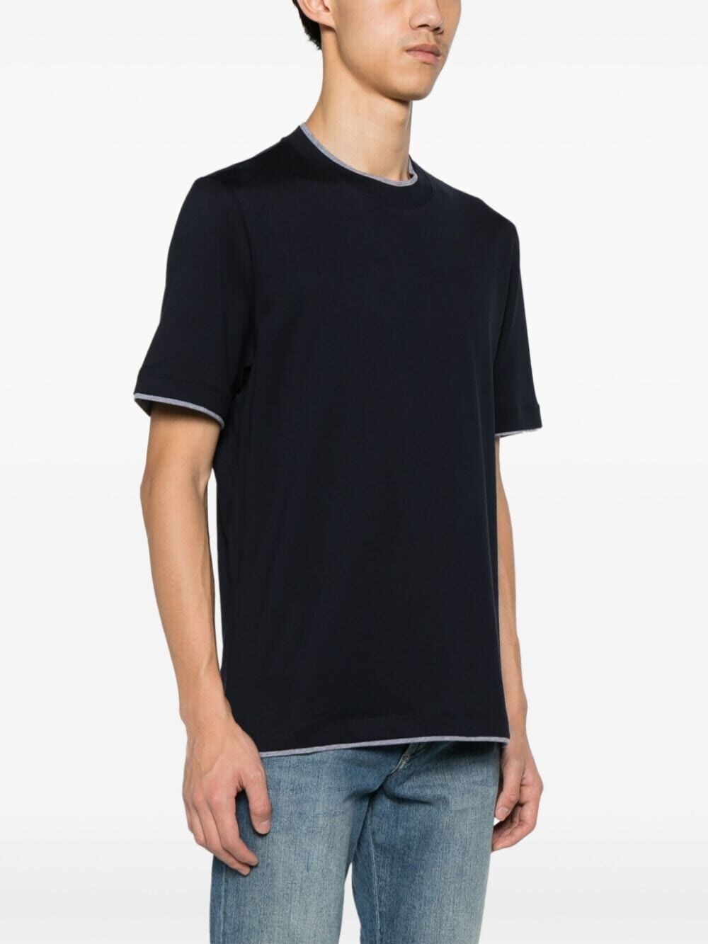 Crew-Neck T-Shirt With Faux-Layering - 3