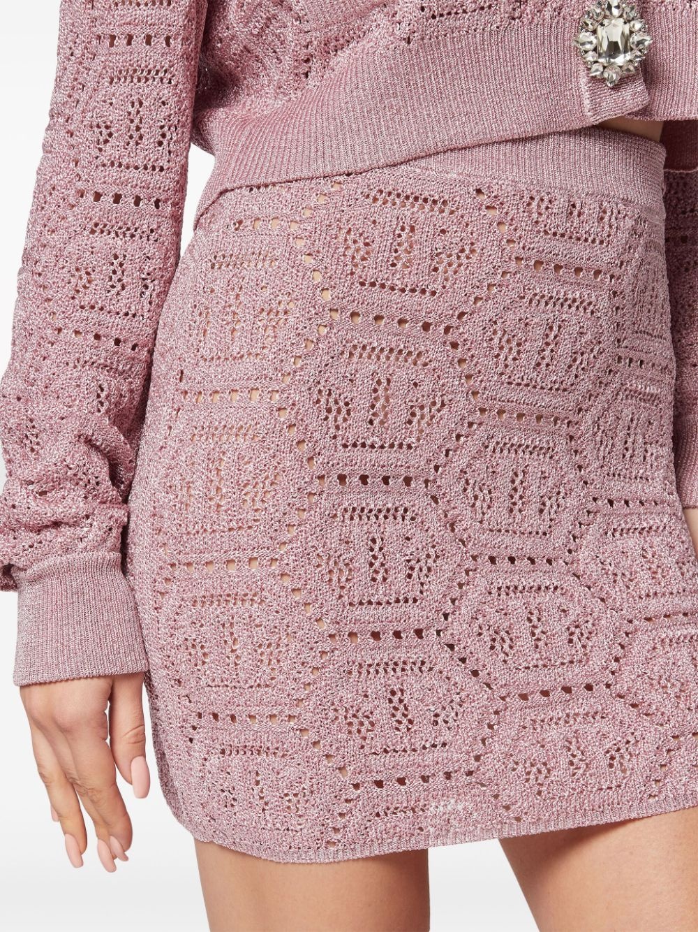 monogram-pattern knitted miniskirt - 4