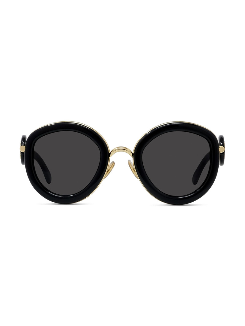 Men's Metal Round 49MM Sunglasses - Shiny Black Smoke 1