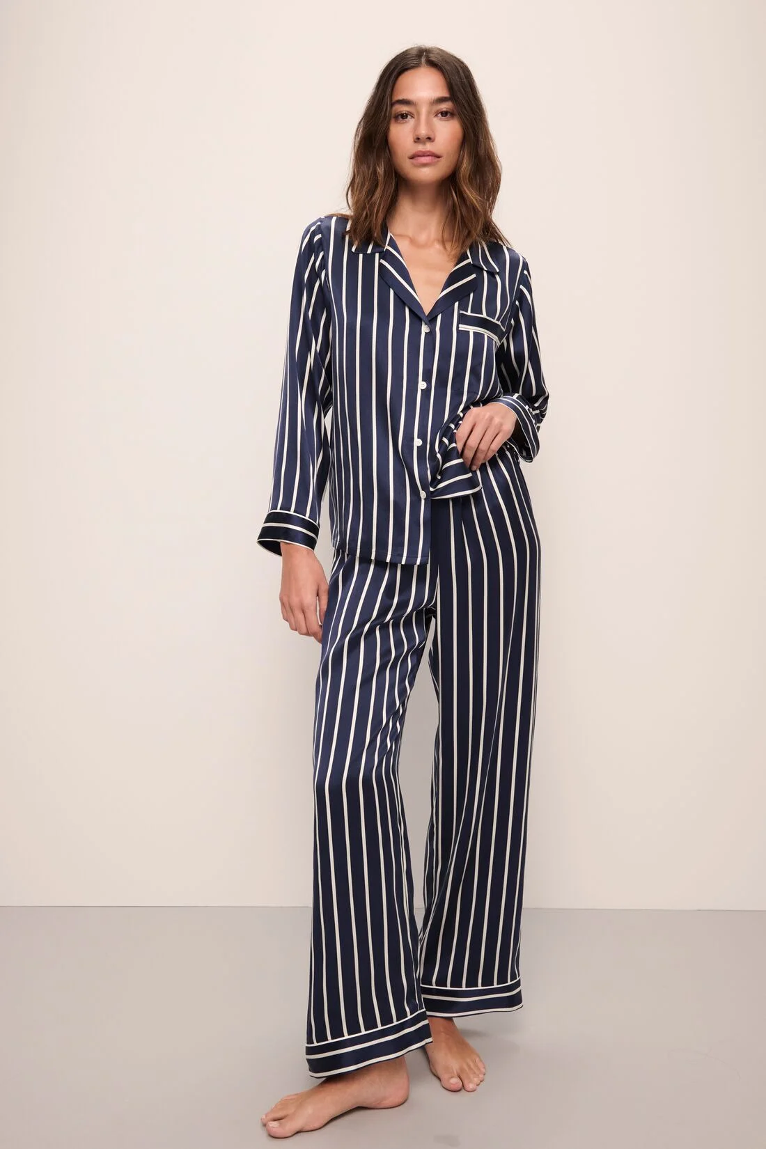 Inez Washable Silk Printed Long PJ Set - 1