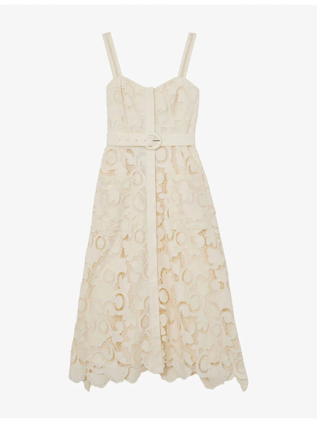 Kerina Button-Front Lace Midi Dress - 1